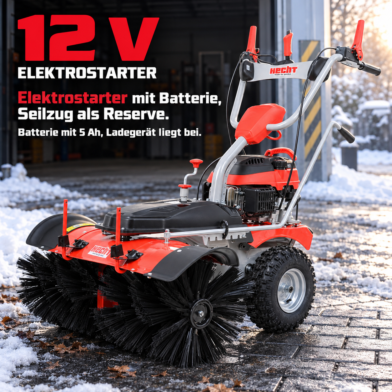 HECHT Kehrmaschine 8101 S mit 12V Elektrostarter und Batterie (Dieses Bild wurde mit Hilfe von KI generiert.)