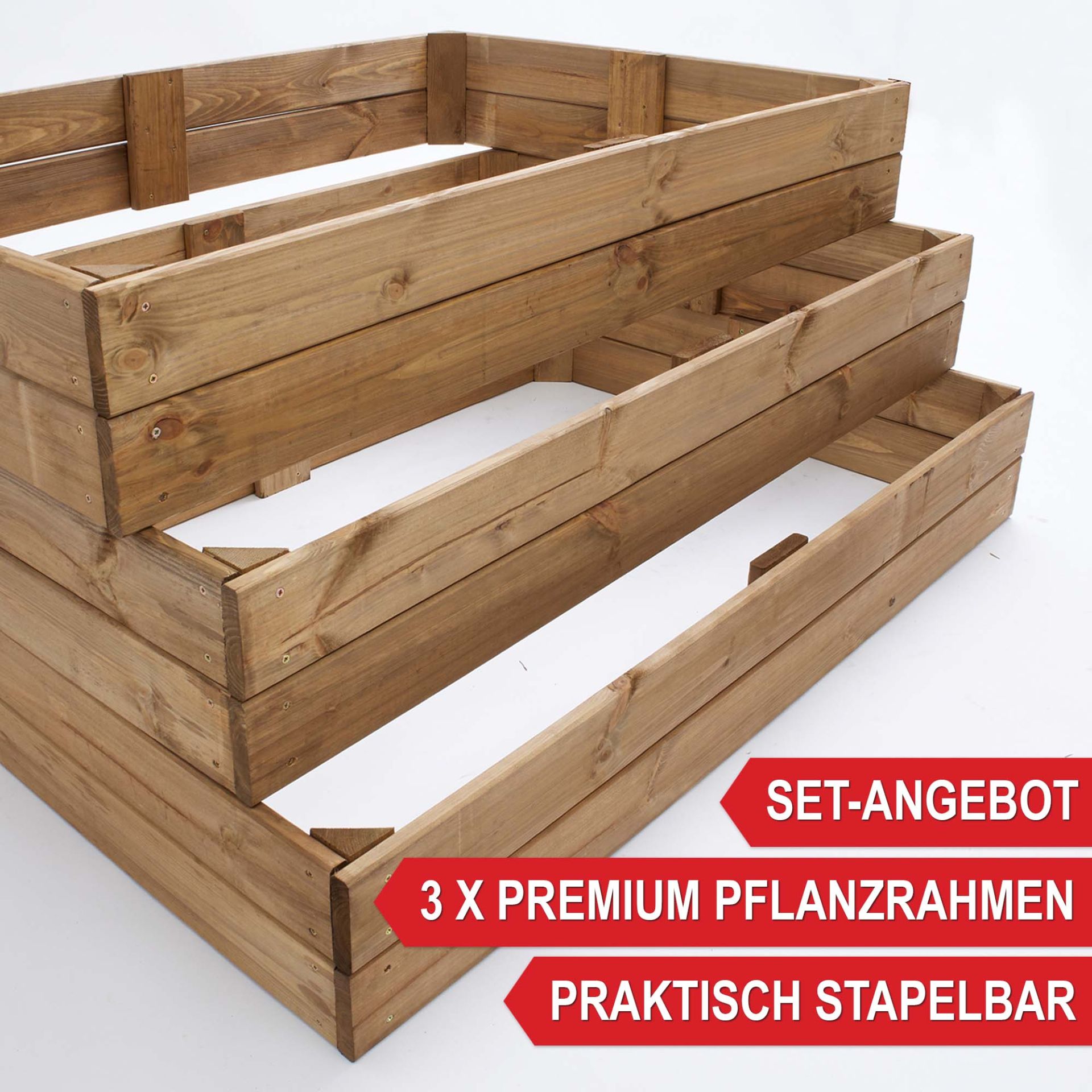 Beetrahmen - Set Angebot, 3mal Premium Pflanzenrahmen, praktisch stapelbar