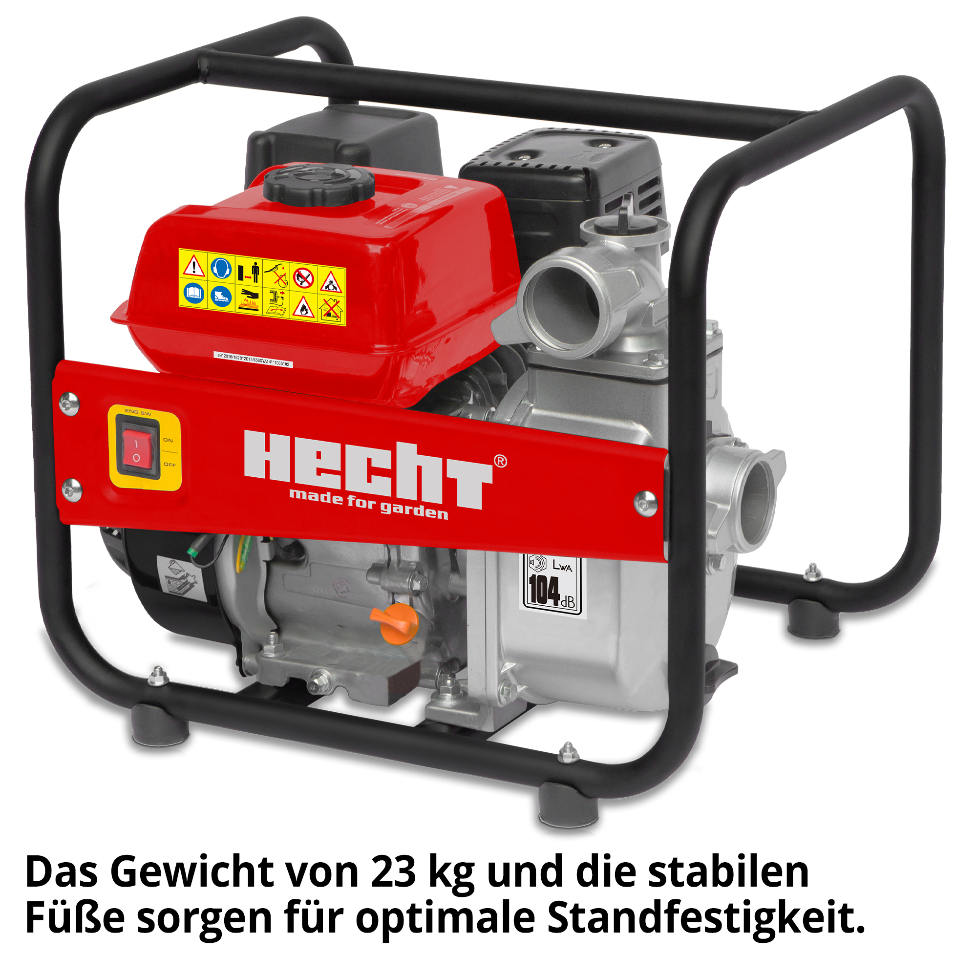 Schmutzwasserpumpe; optimale Standfestigkeit durch 23 Kilogramm Gewicht und stabilen Füßen
