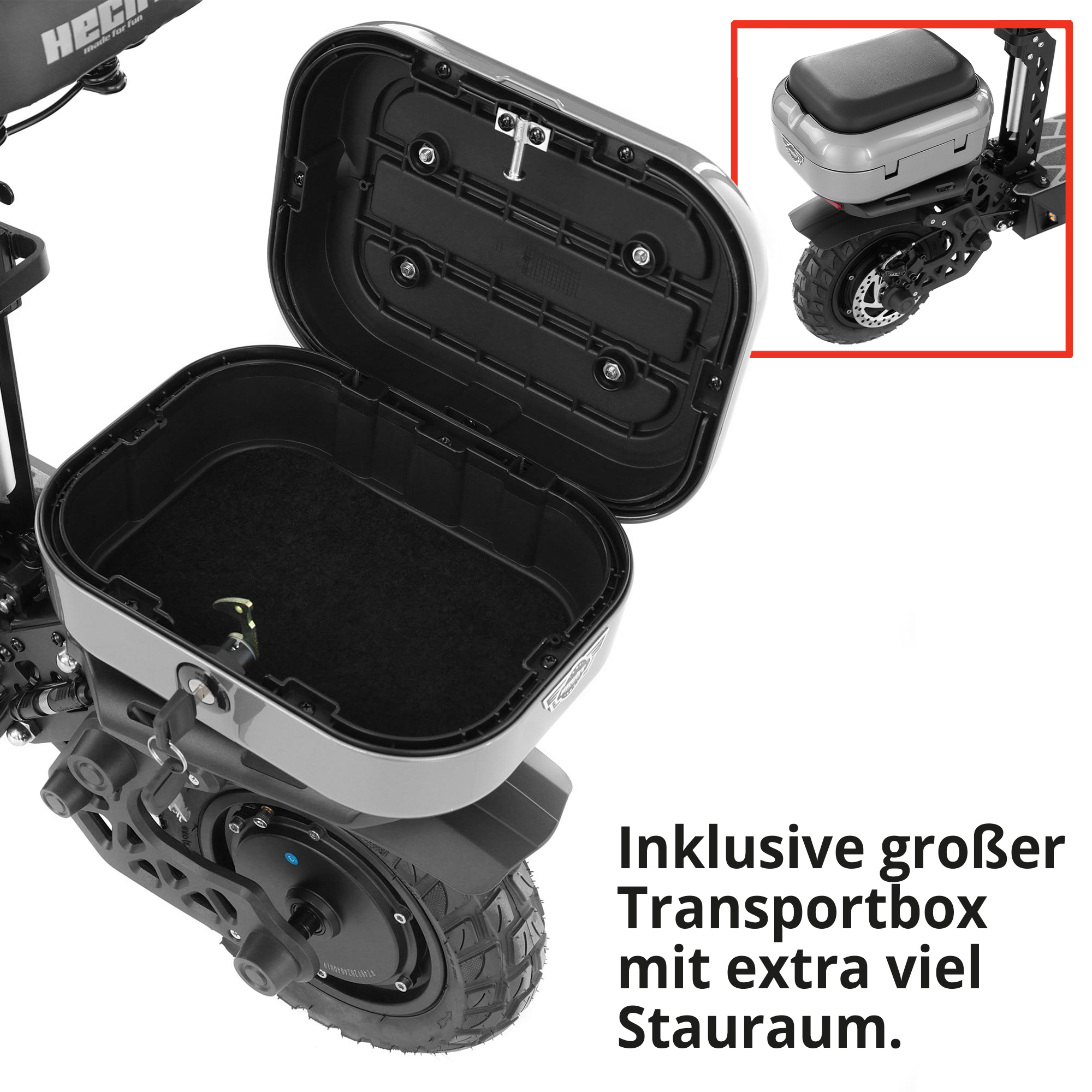 E-Scooter HECHT 5201 Schwarz mit Transportbox