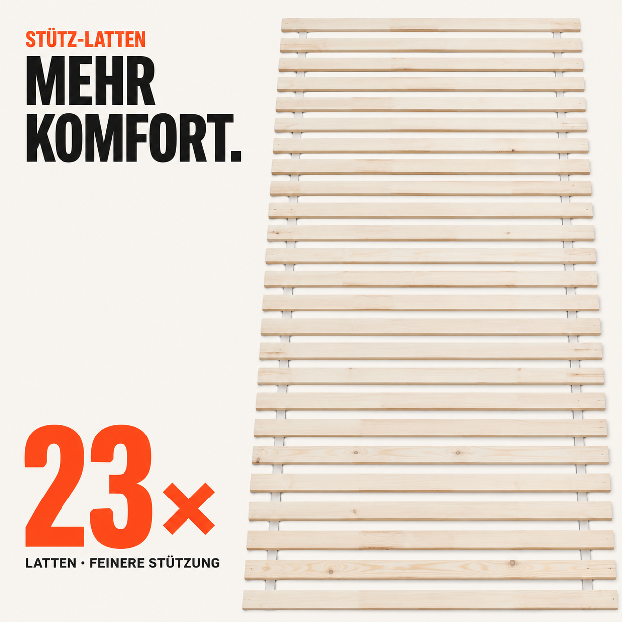 Lattenrost 120x200 mit 23 Stütz-Latten für hohen Komfort (Dieses Bild wurde mit Hilfe von KI generiert.)