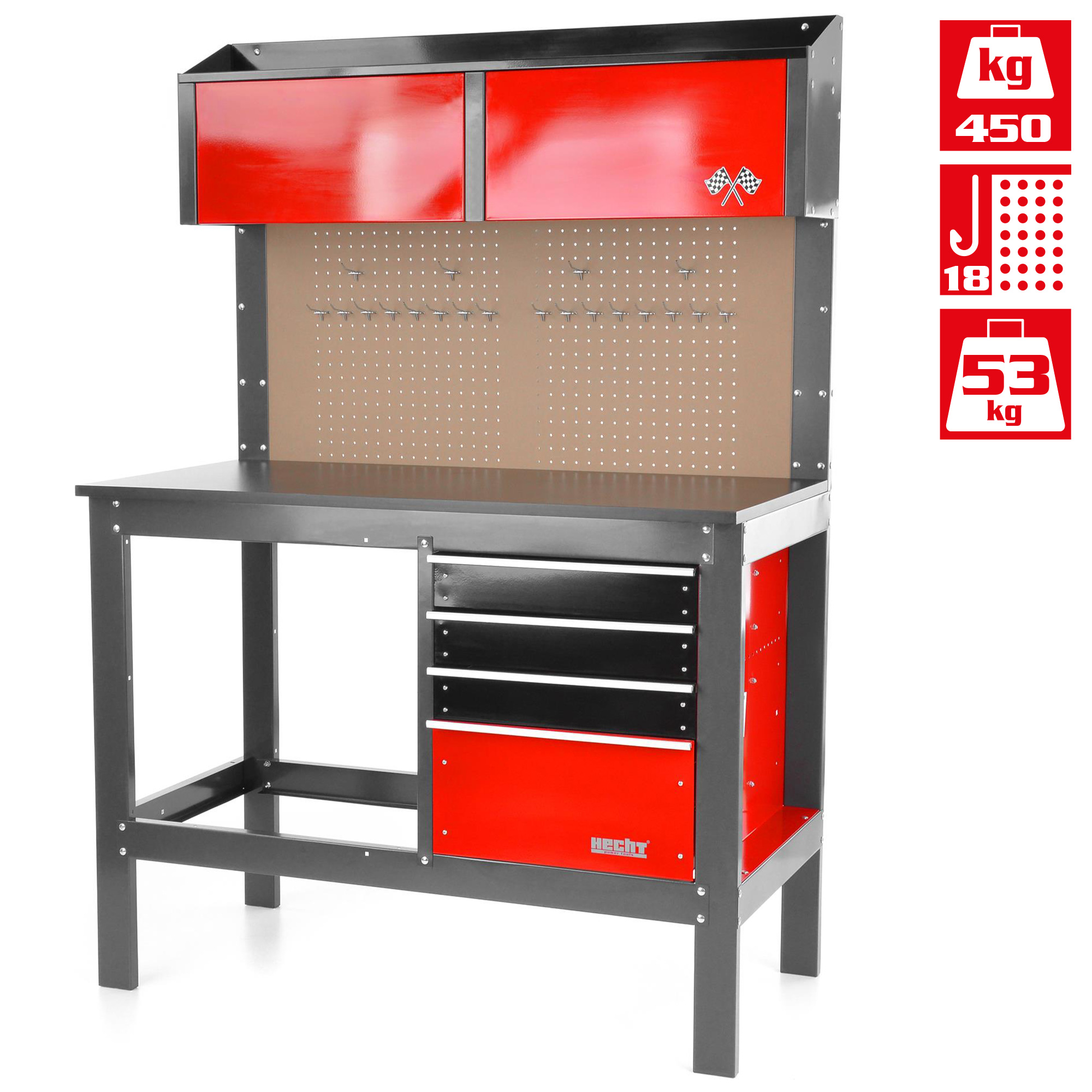 Hecht 2091 Werkbank mit Lochwand mit Haken