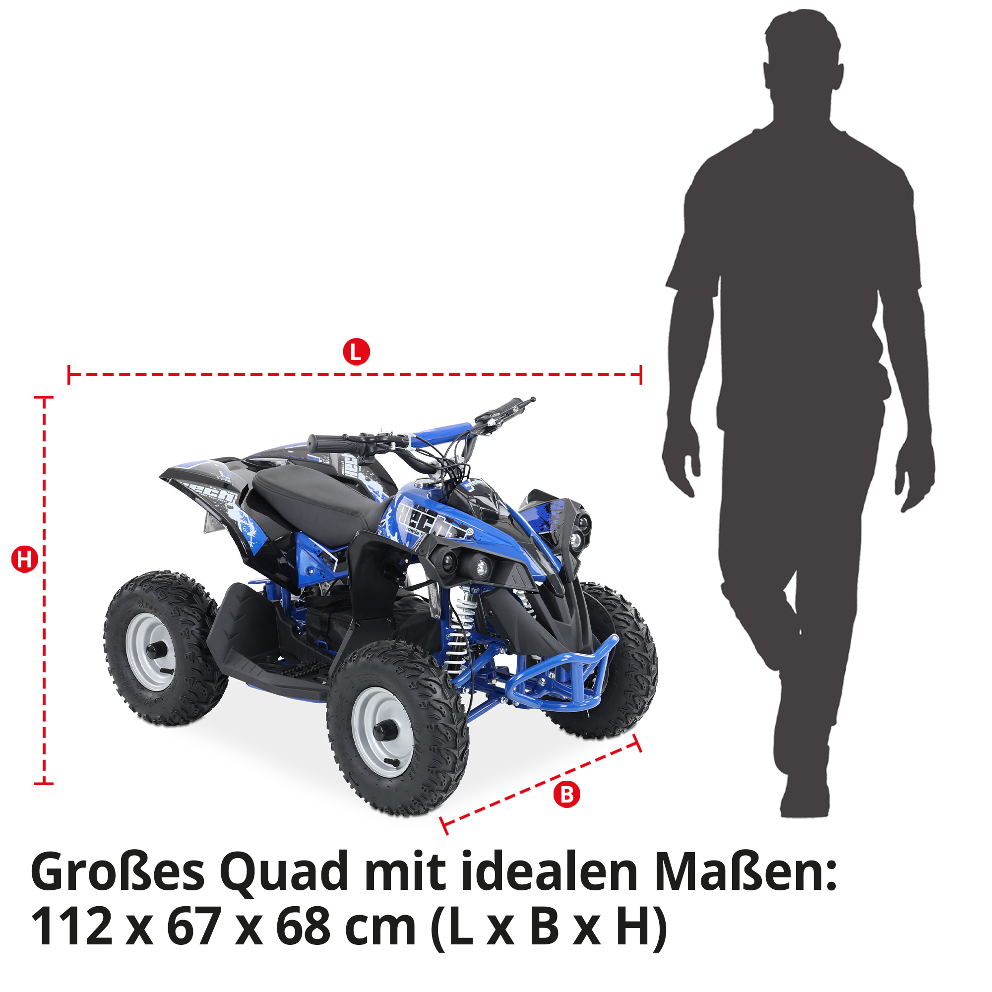 Elektro Quad; Großes Quad: 112 x 67 x 68 Zentimeter