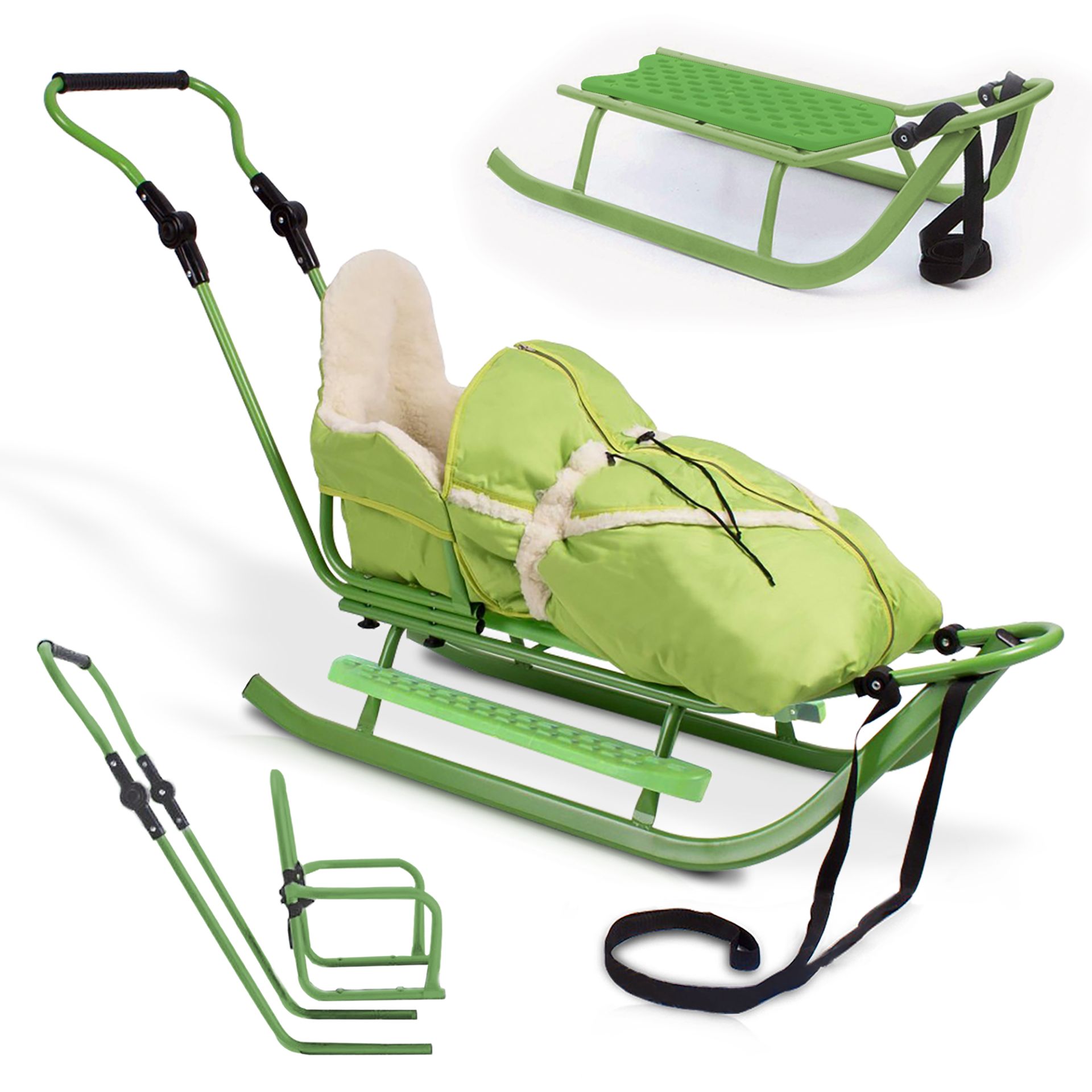 ONBEST, Holzschlitten grün - grün, Artikelnummer 1429 ONBEST, Holzschlitten grün - grün, Artikelnummer 1429