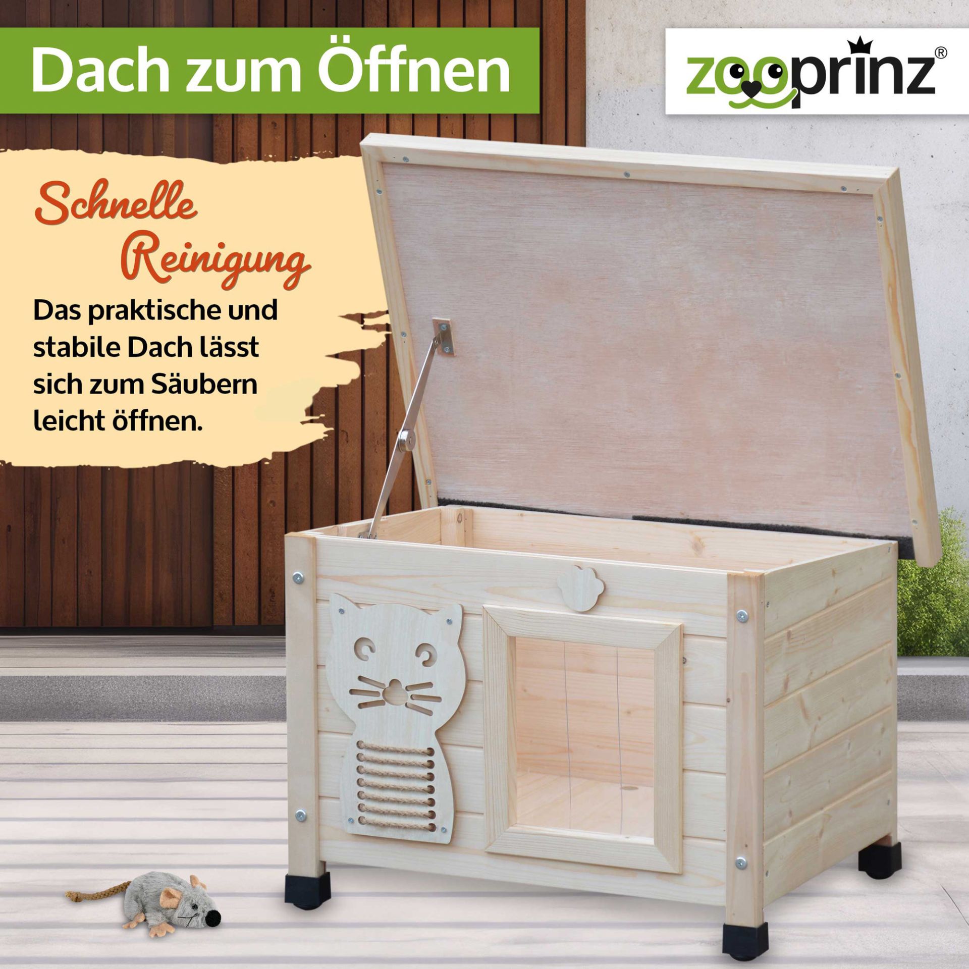 Katzen Villa Felix; schnelle Reinigung, Dach lässt sich öffnen