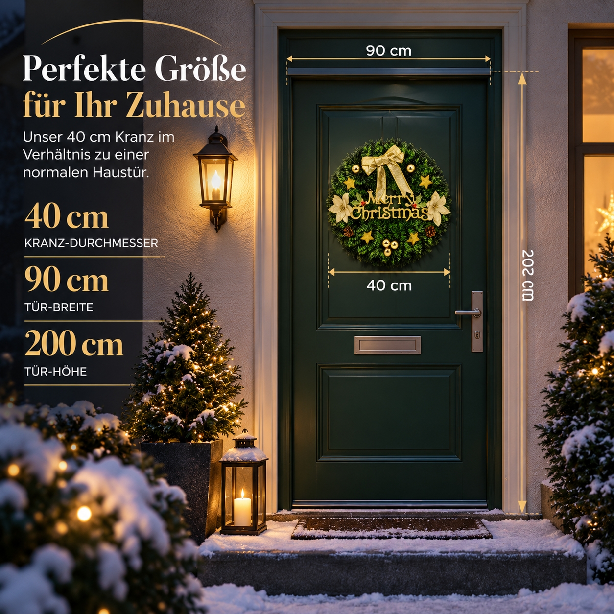 Adventskranz 40 cm: Perfekte Größe für die Haustür im anschaulichen Maßstab (Dieses Bild wurde mit Hilfe von KI generiert.)