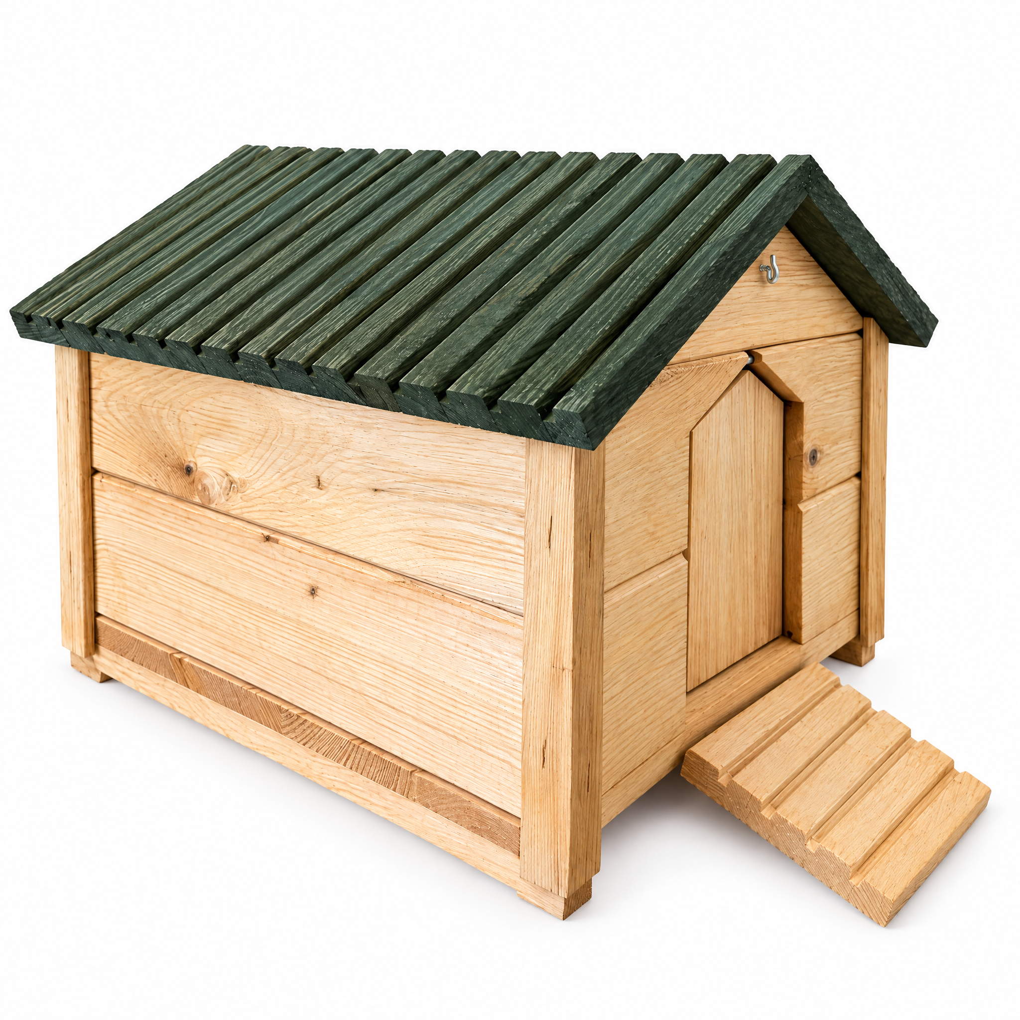 Holz-Igelhaus Milo: Sicherer Unterschlupf mit grünem Dach und Rampe (Dieses Bild wurde mit Hilfe von KI generiert.)
