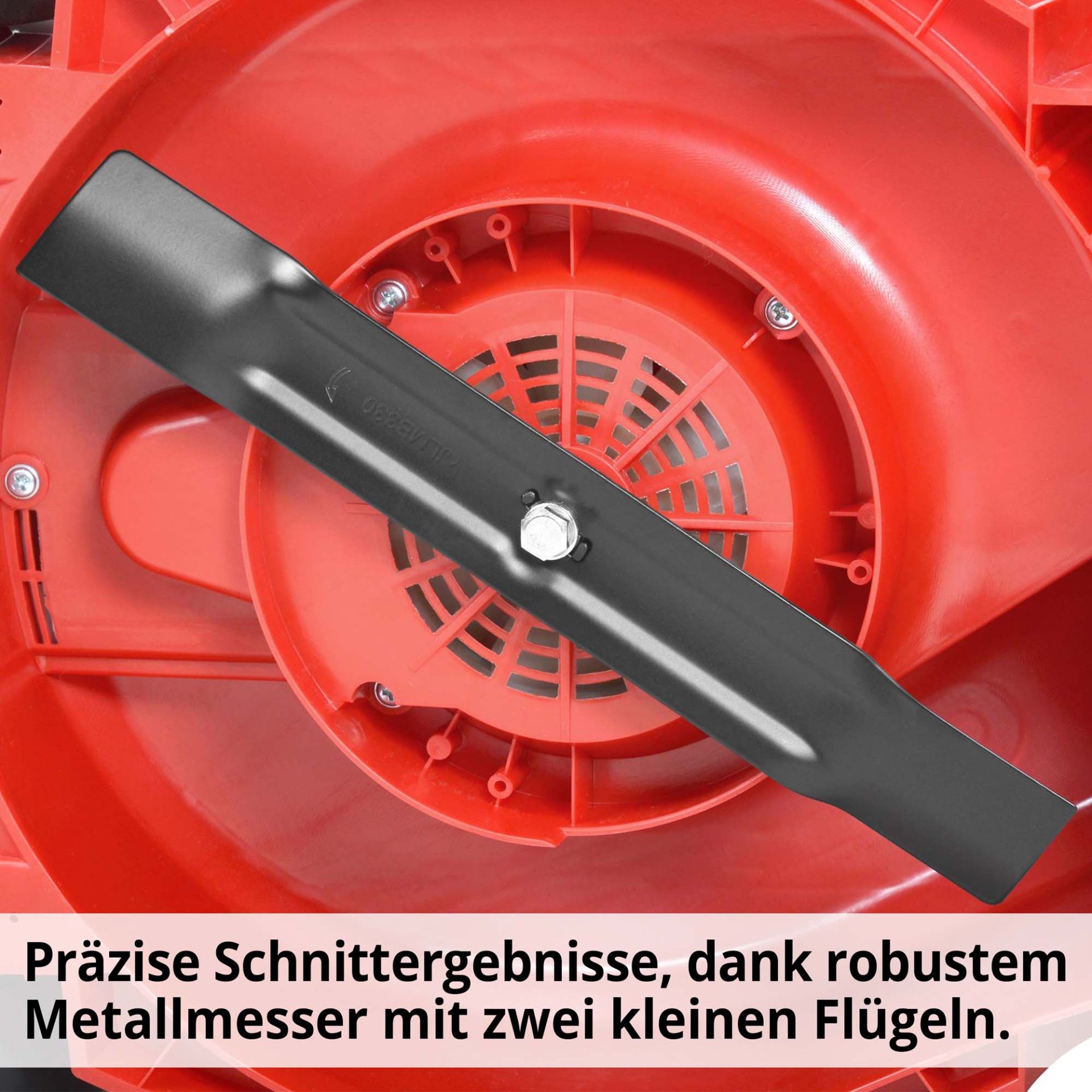 Elektro-Rasenmäher mit robusten Metallmesser und zwei Flügeln für präzises schneiden 