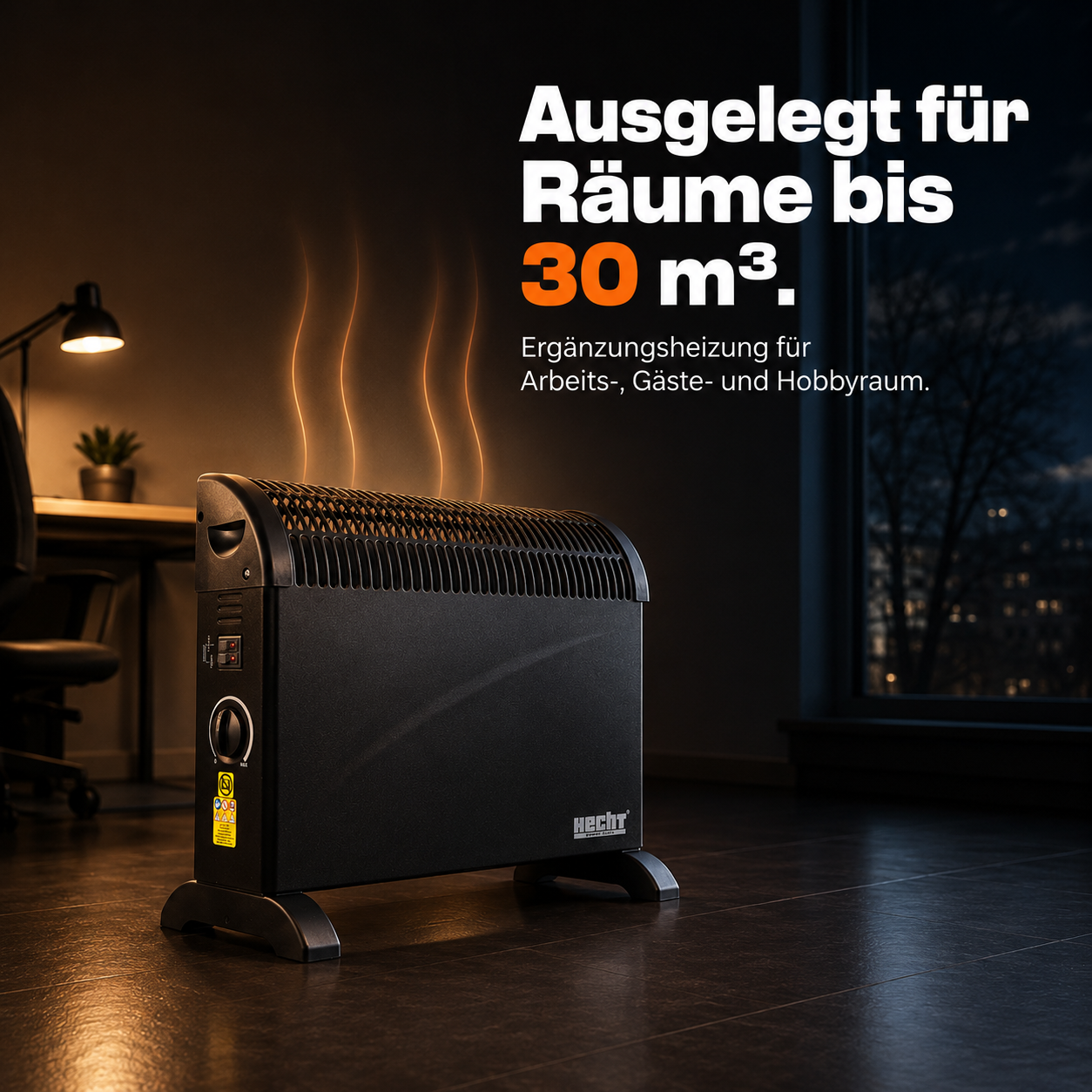 HECHT Elektroheizung als Zusatzheizung für Räume bis 30 Kubikmeter (Dieses Bild wurde mit Hilfe von KI generiert.)