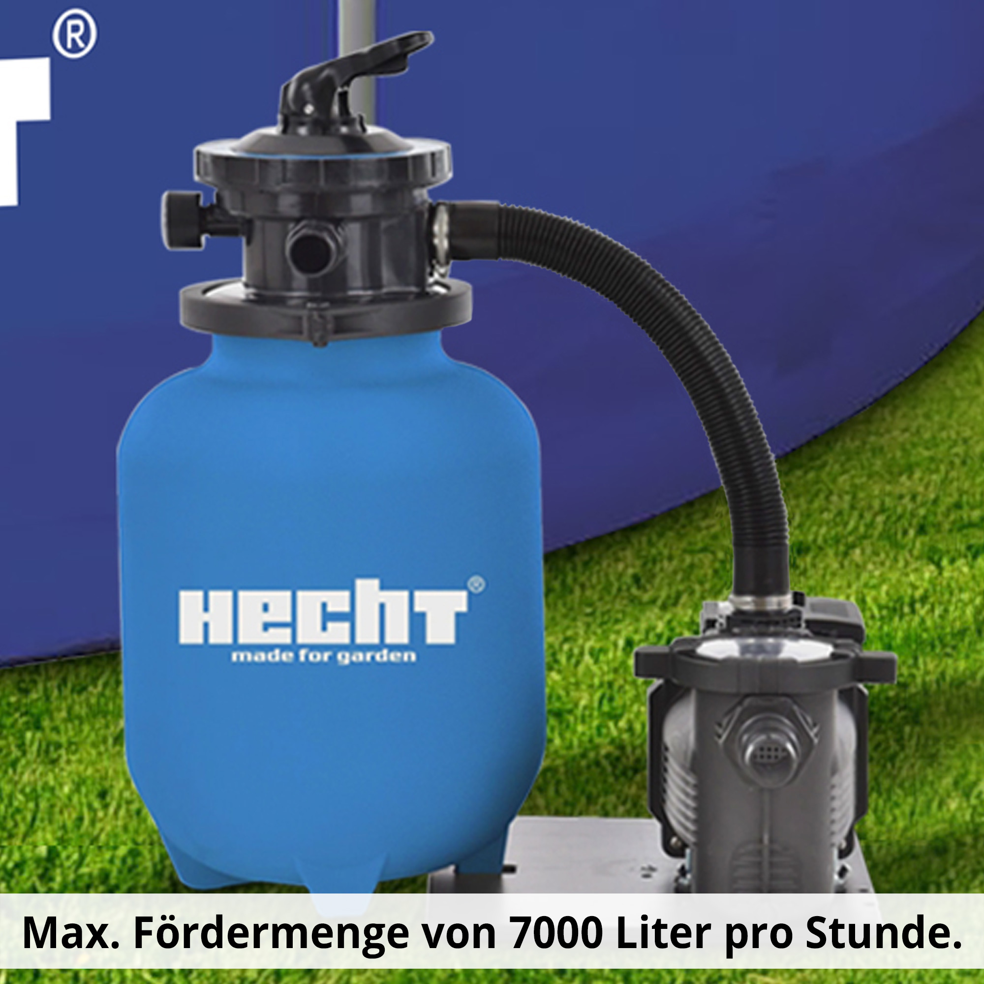 Hecht 302113 Sandfilteranlage mit hoher Leistung; Fördermenge von 7000 Liter pro Stunde