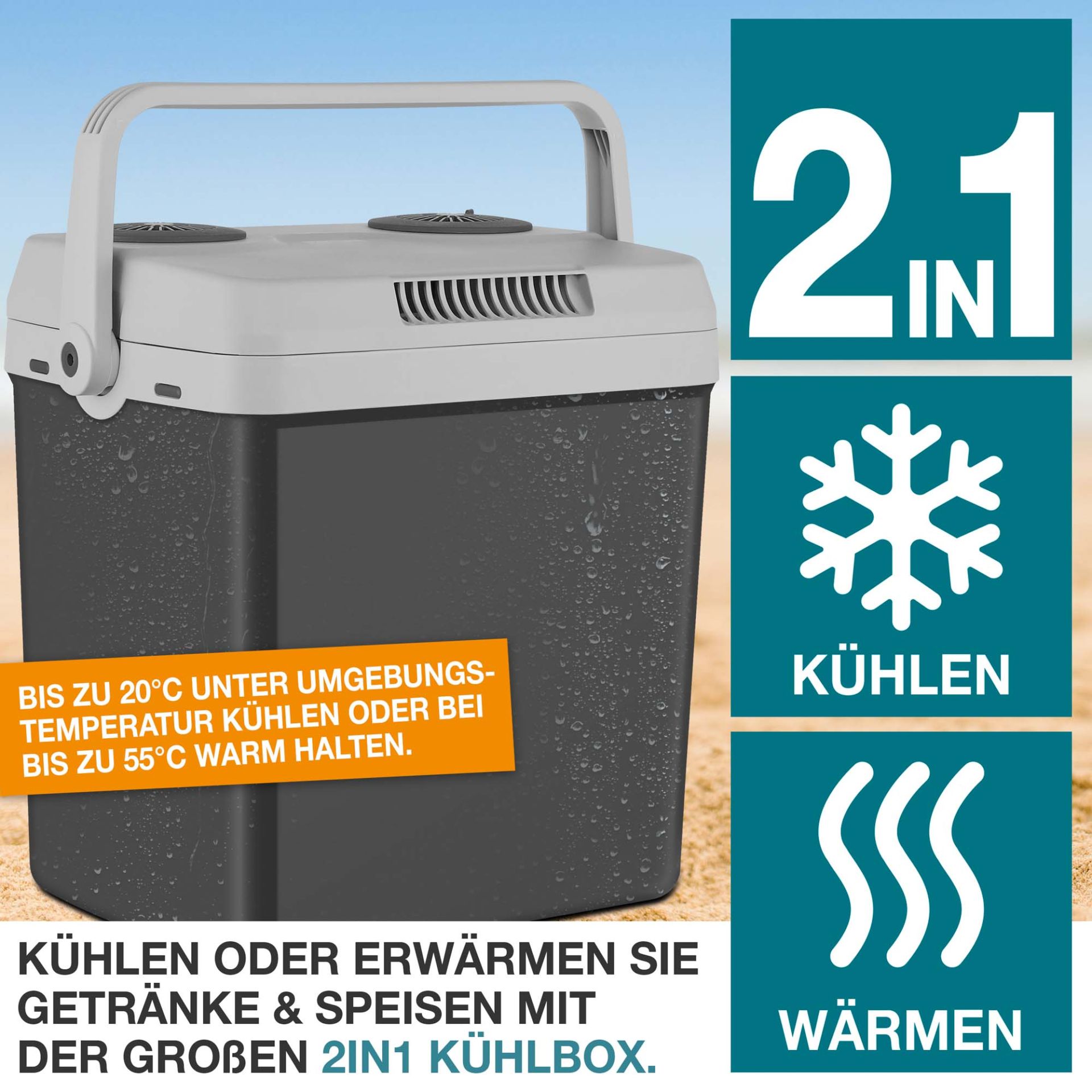 TOM Kühlbox CB-250; kann kühlen und warmhalten