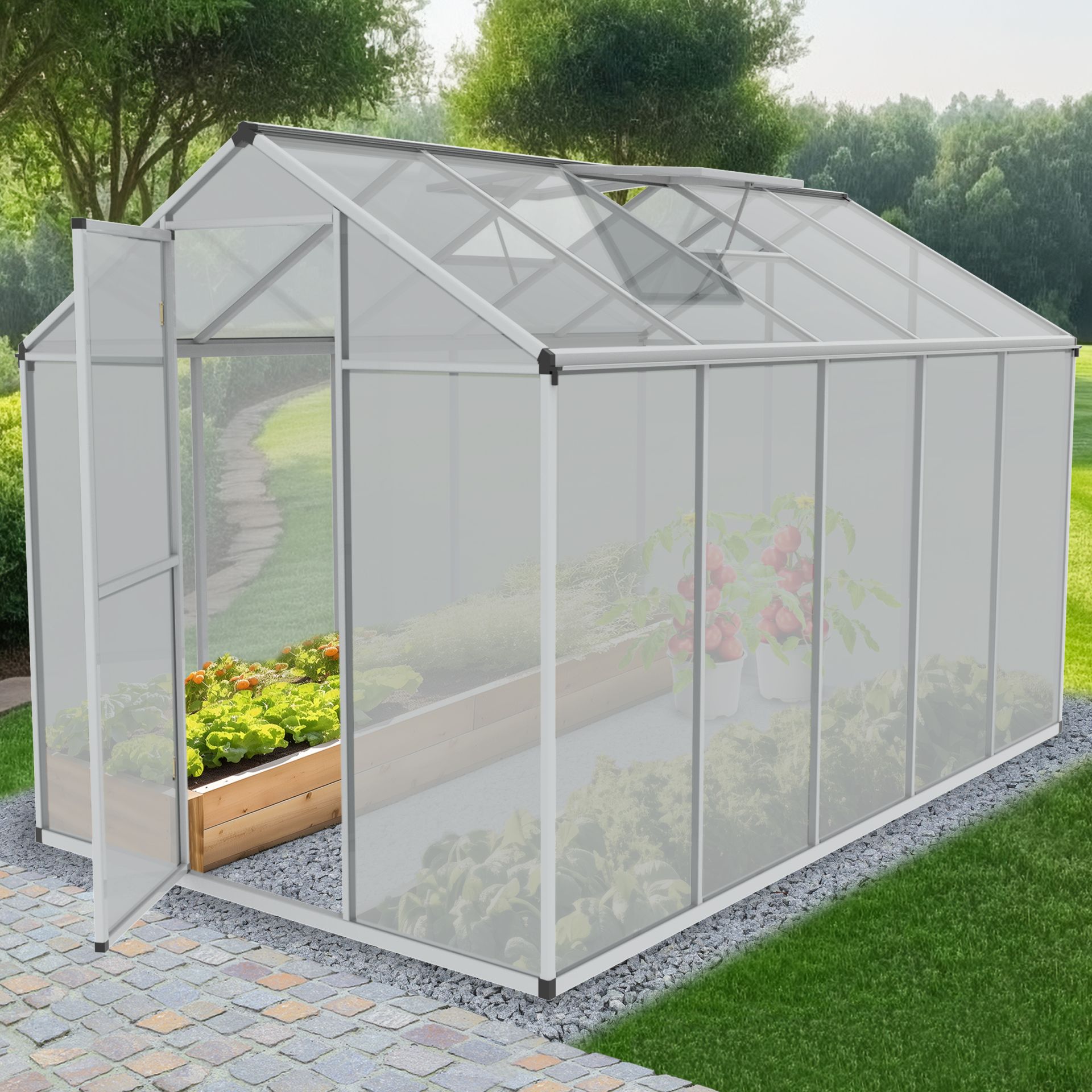 Gewächshaus Aluminium XXL - Großes Dachfenster für optimale Luftzirkulation