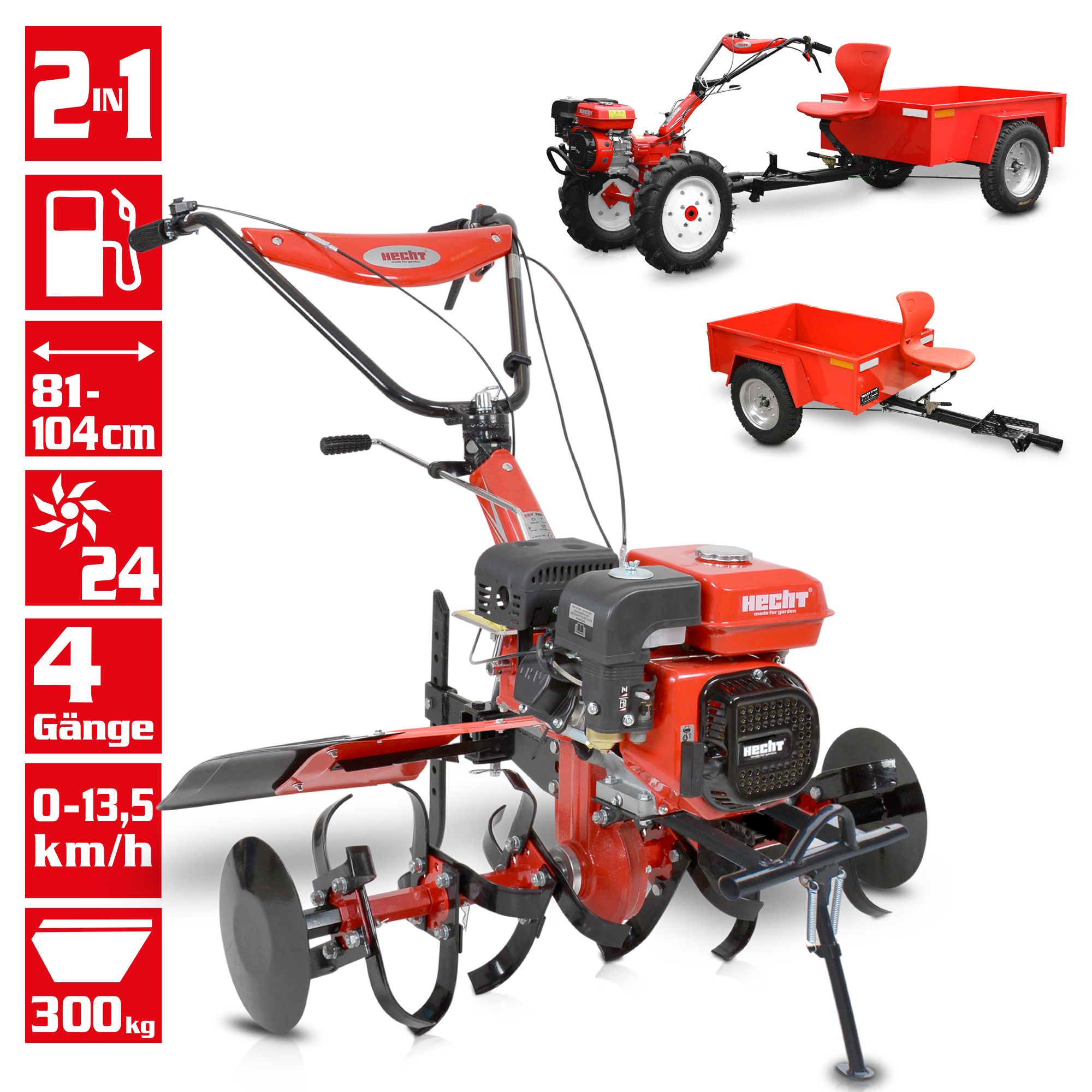 HECHT 7100 Set Datenblatt 7 PS 300kg Anhängerlast 4 Gänge Übersicht