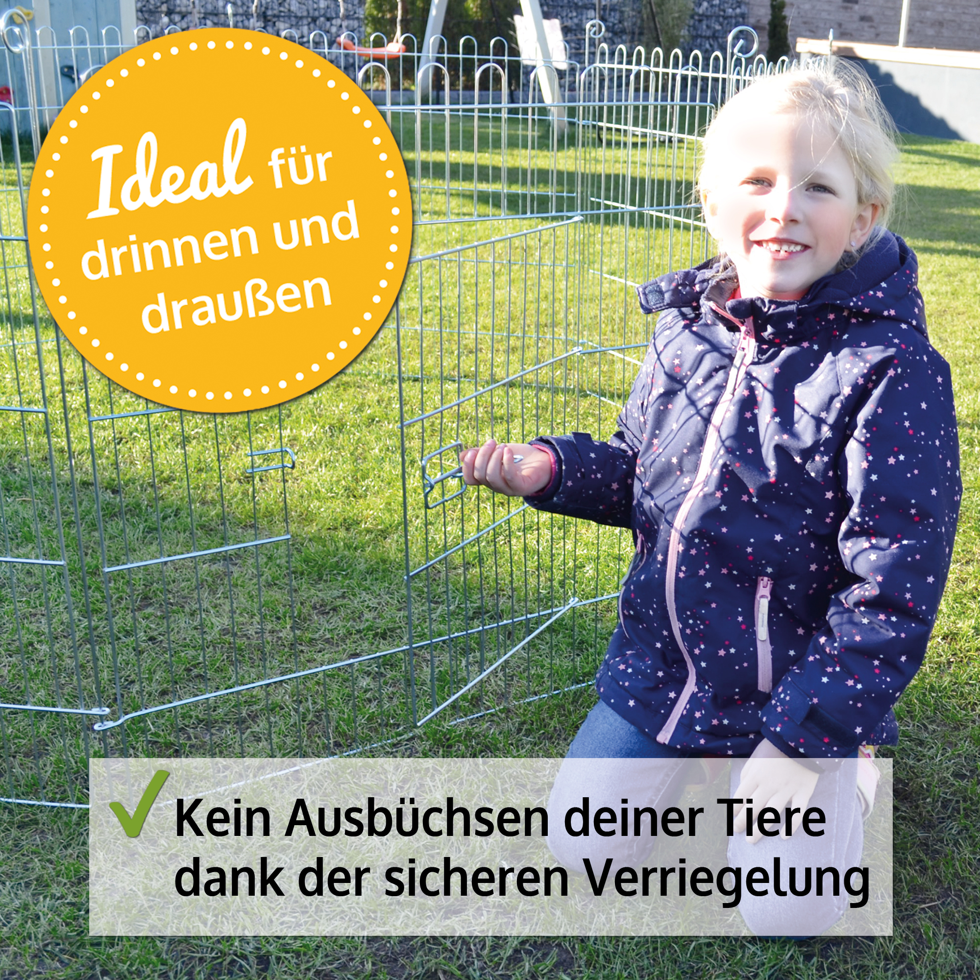 Freilaufgehege mit runden Kanten – sicher für Kinder und Kleintiere