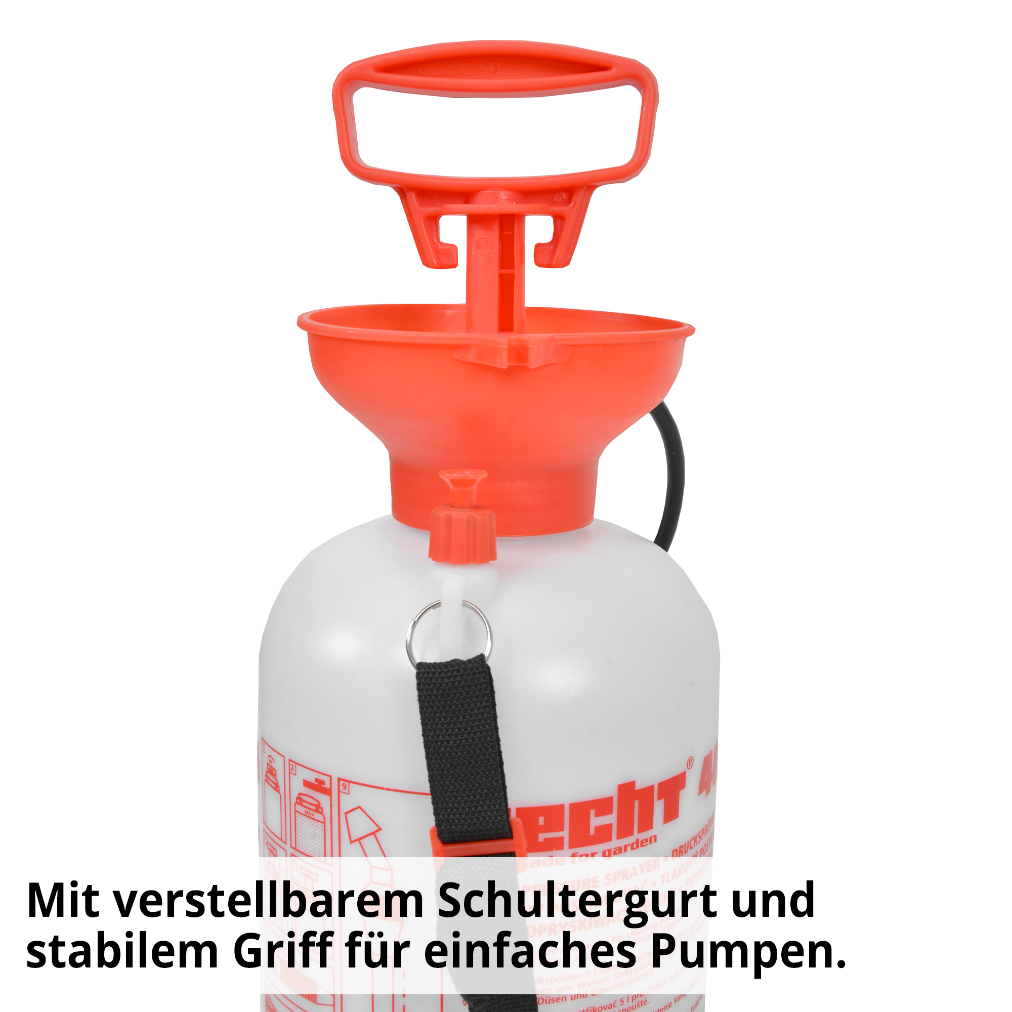 Hecht Drucksprüher mit verstellbaren Schultergurt und stabilem Griff 