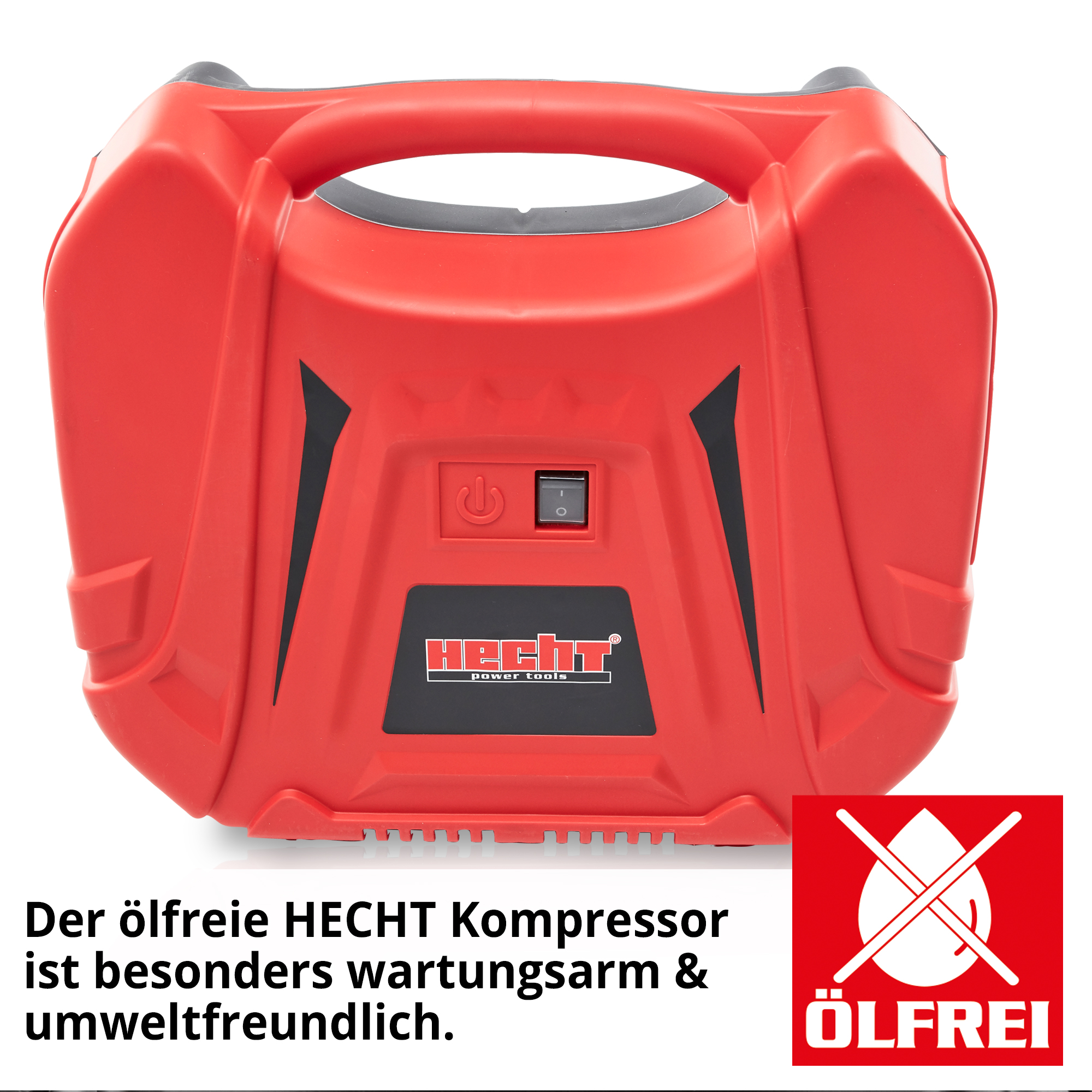 Kofferkompressor; Der ölfreie HECHT Kompressor ist besonders wartungsarm und umweltfreundlich