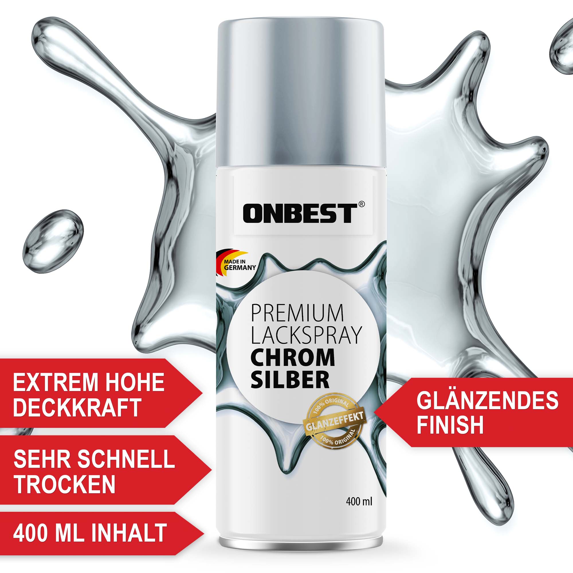 Premium Lackspray Silber Effekt Sprühfarbe - Lack - Farbe - sprühen - Flasche - Mittel - DIY