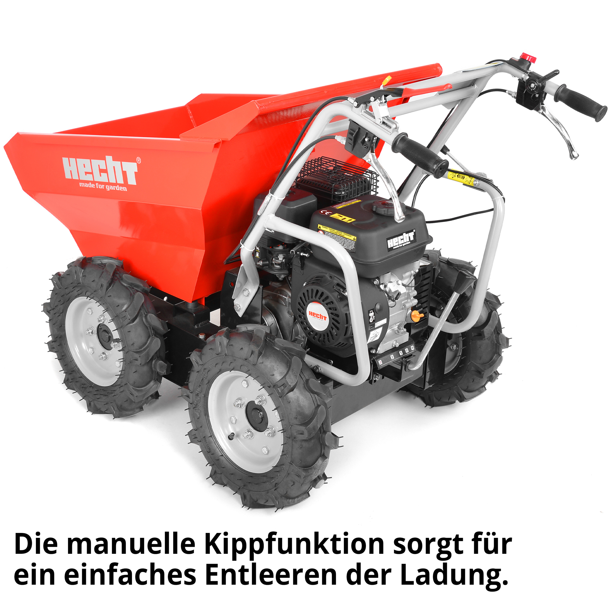 Hecht Motorschubkare mit Benzin-Motor und großen Kippbehälter 