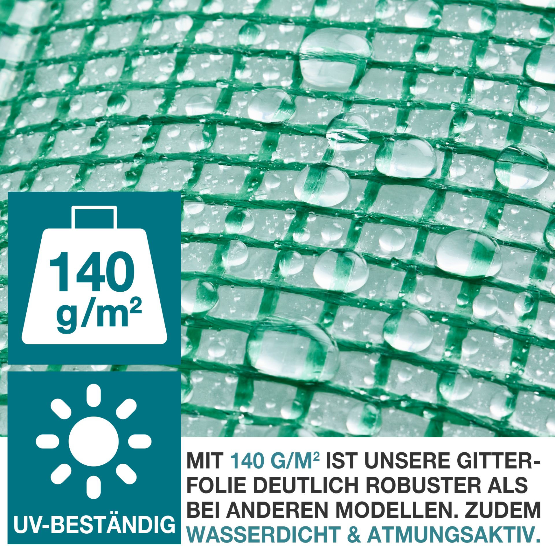 TOM Anzucht Gewächshaus GH-33; UV-beständige, wasserdichte und atmungsaktive Folie mit 140 Gramm pro Quadratmeter