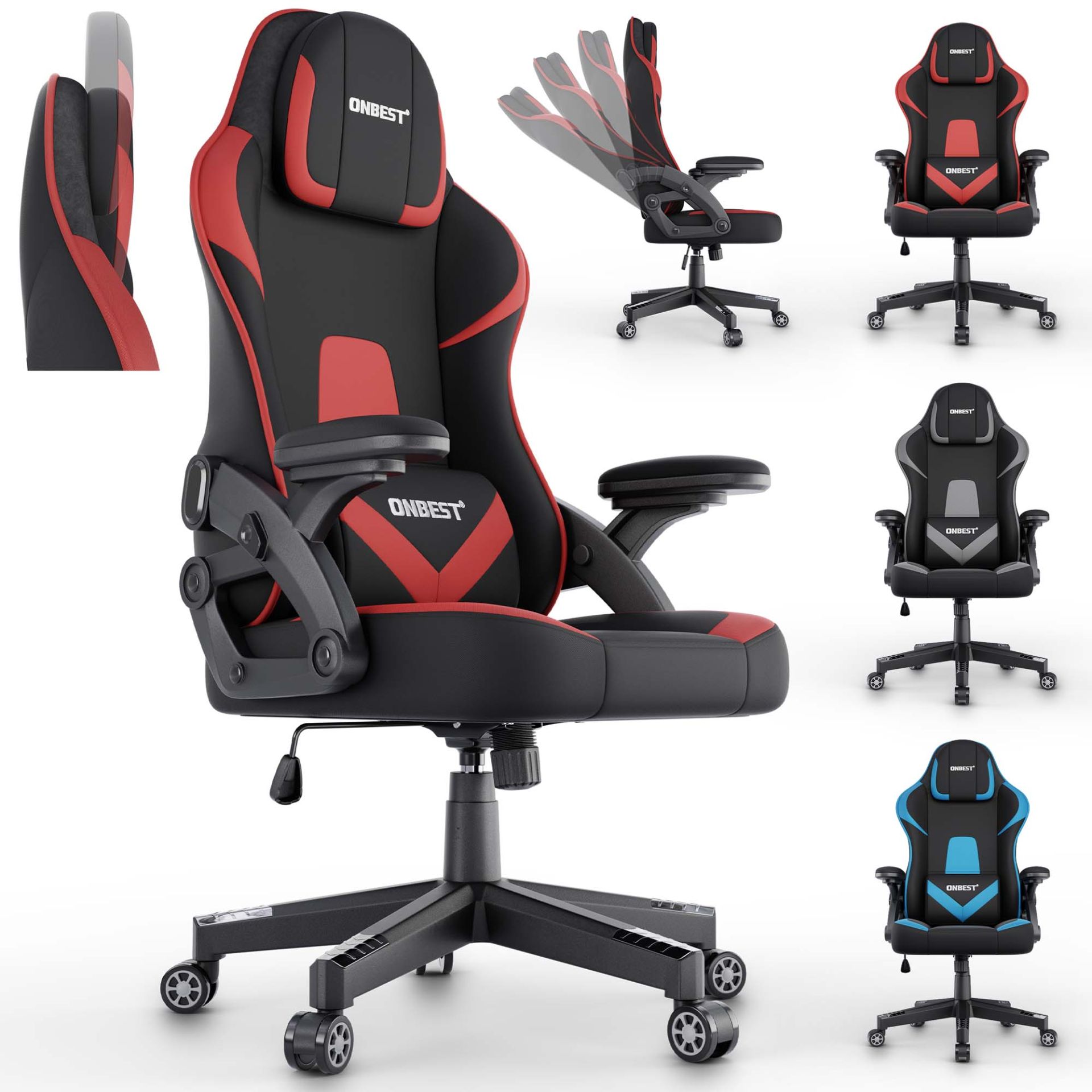 Gaming Stuhl rot/ schwarz - Erhältlich in verschiedenen Farben