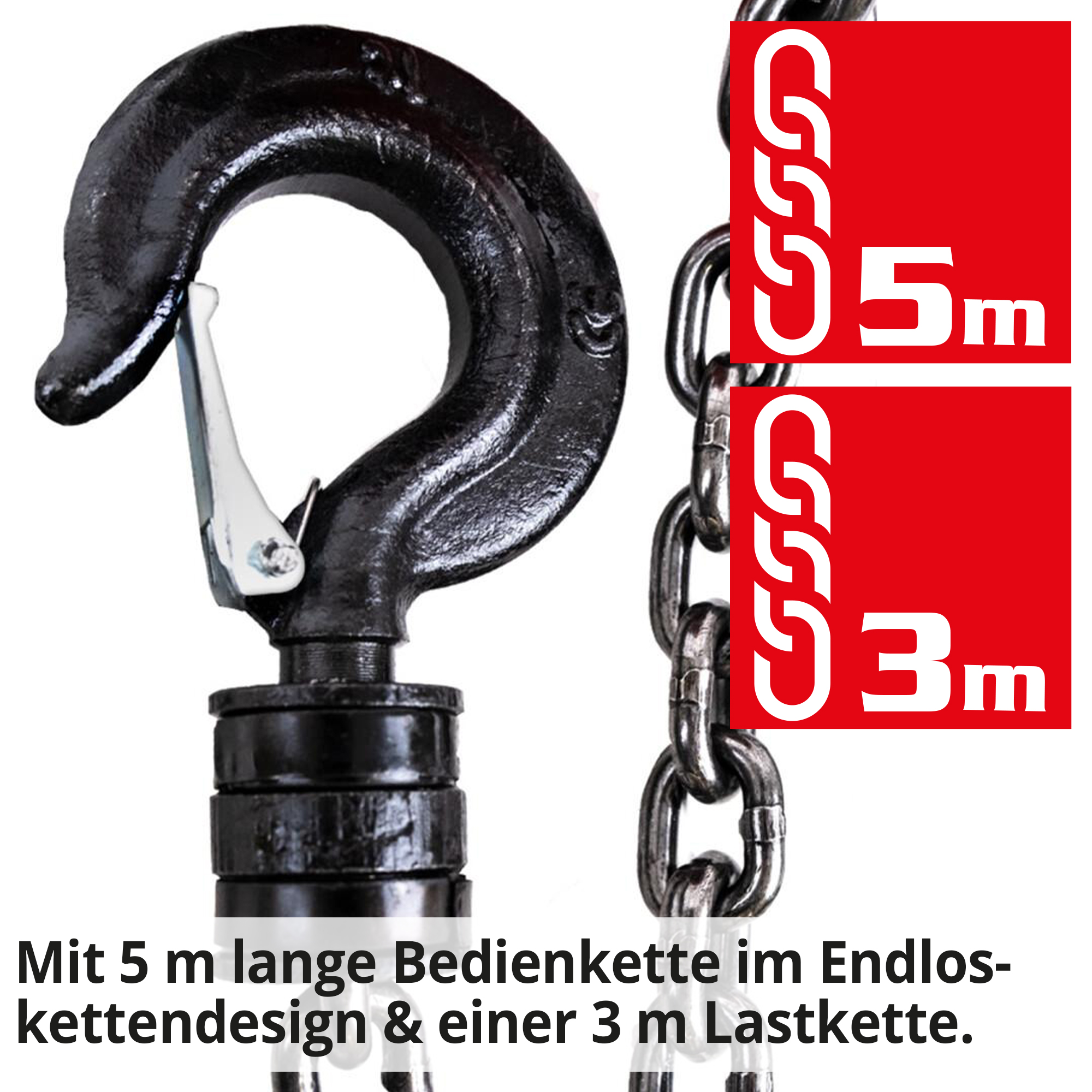 HECHT 8490 Kettenzug mit einer hohen Tragfähigkeit und einer hohen Hubhöhe