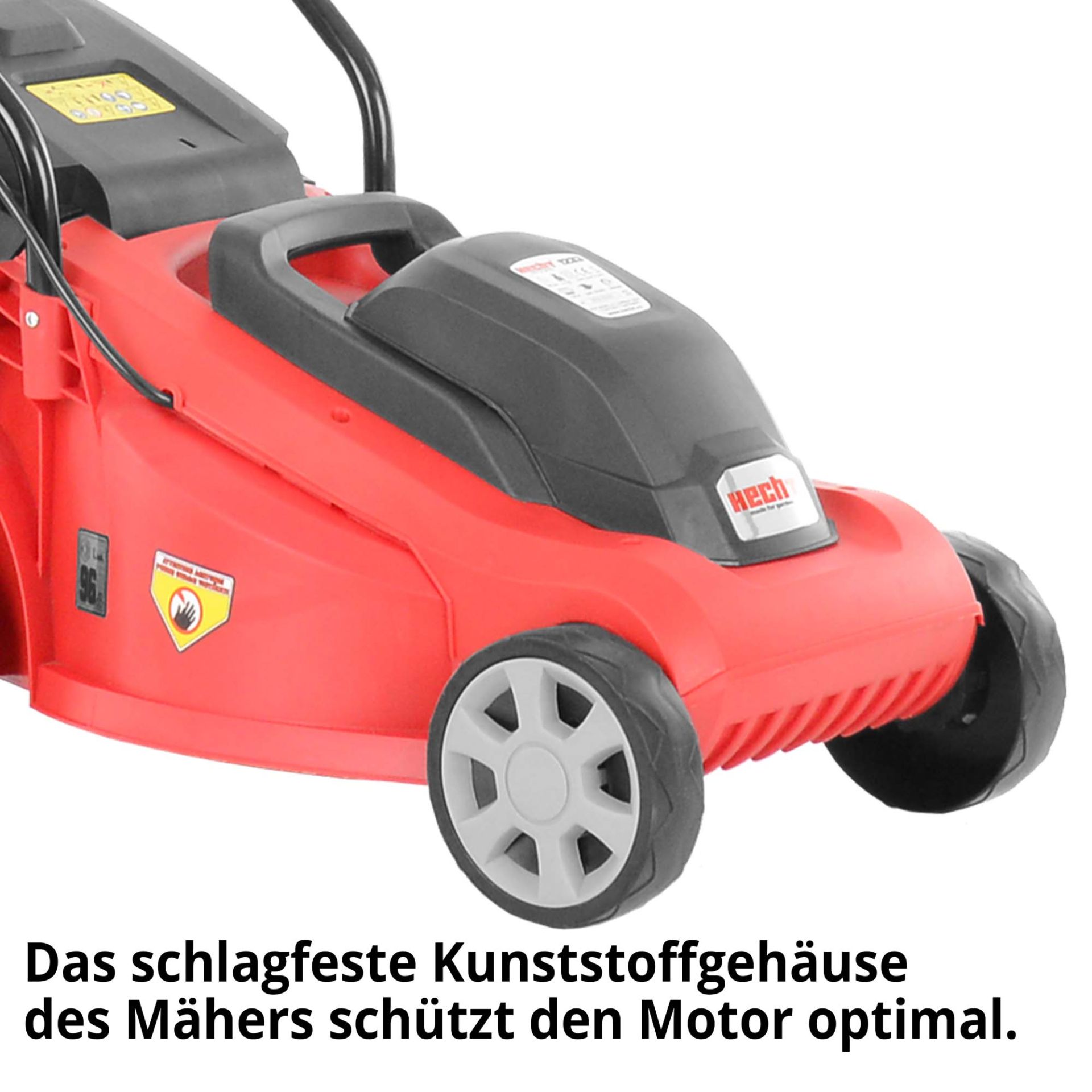 Elektro-Rasenmäher Hecht 1233 mit robusten Kunststoffgehäuse für den Schutz 