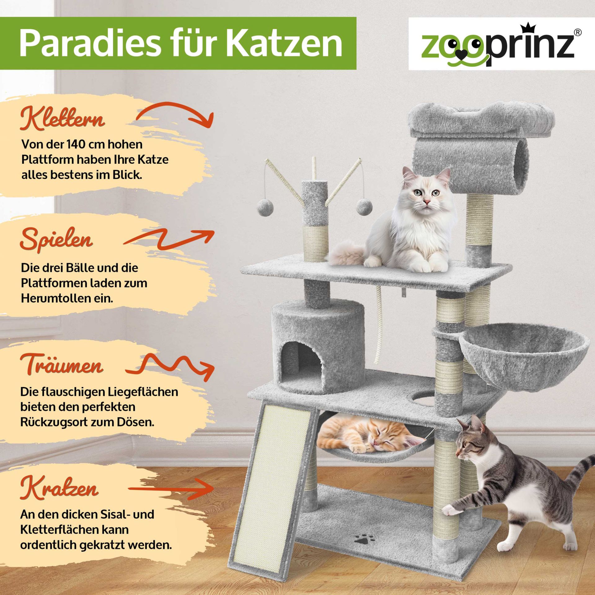 Katzenbaum Emma; Paradies für Katzen: Klettern, Spielen, Träumen und Kratzen