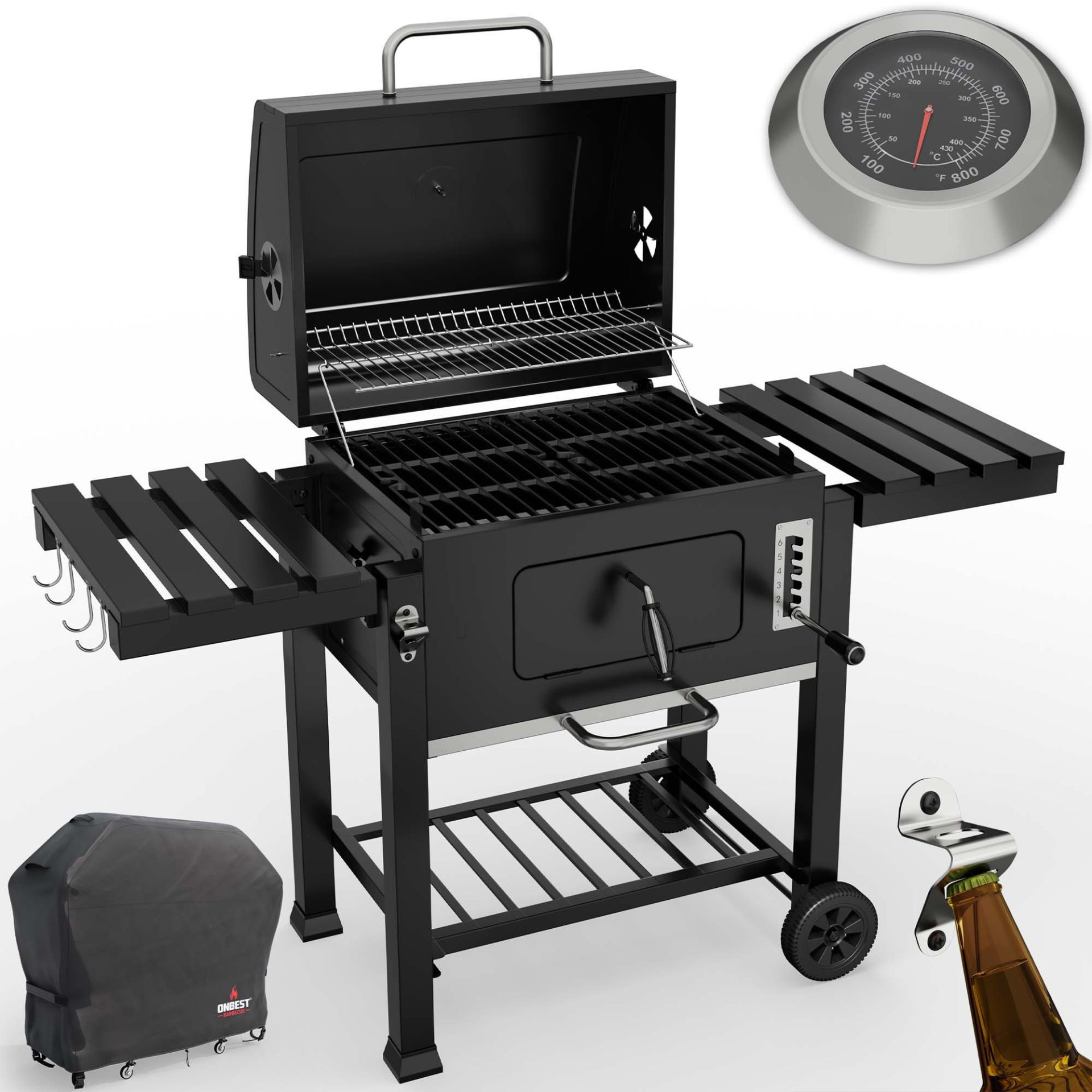 Holzkohlegrill Austin - Integriertes Thermometer und Lüftungsöffnungen