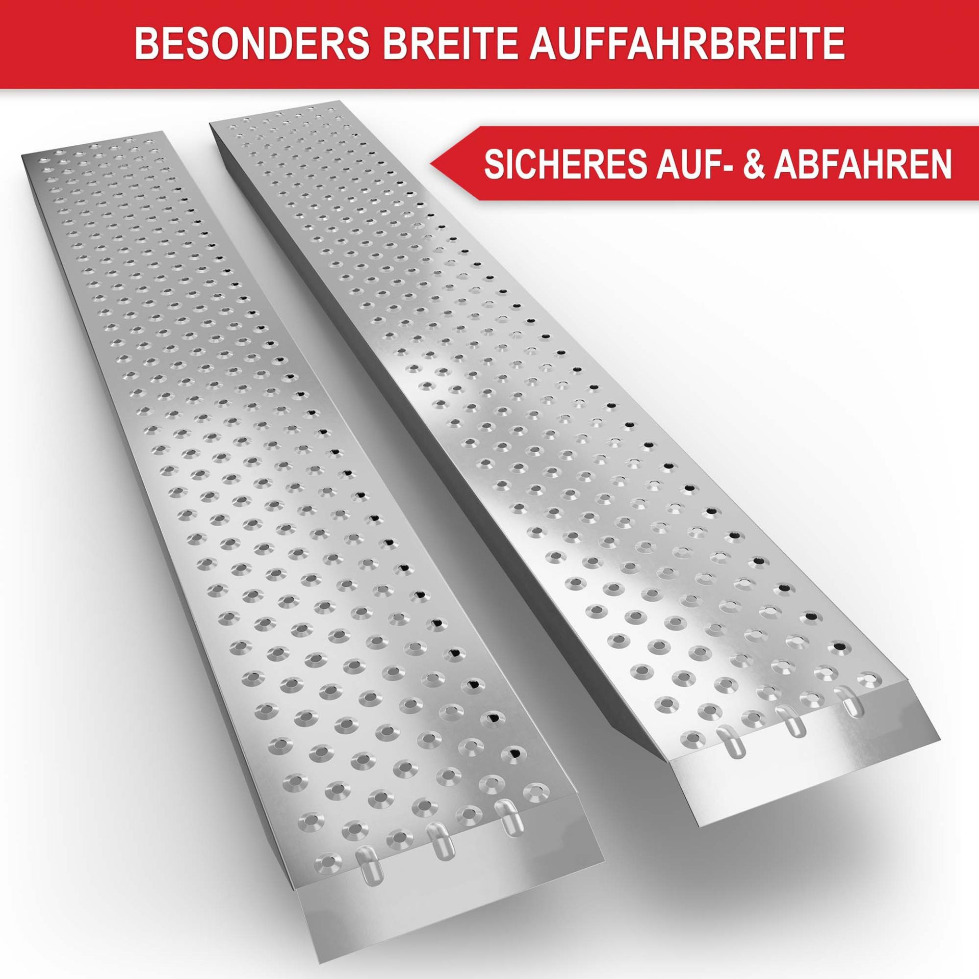 Auffahrrampen - Besonders breite Auffahrbreite, sicheres auf- und abfahren