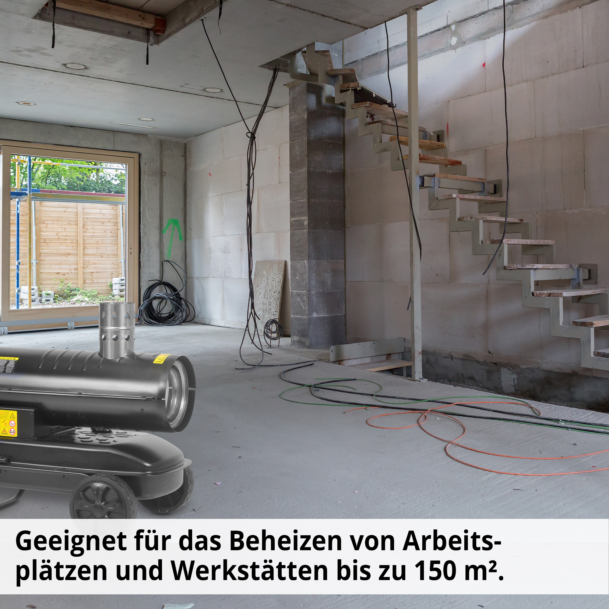 Diesel Heizkanone; Geeignet für das Beheizen von Arbeitsplätzen und Werkstätten bis zu 150 Quadratmetern