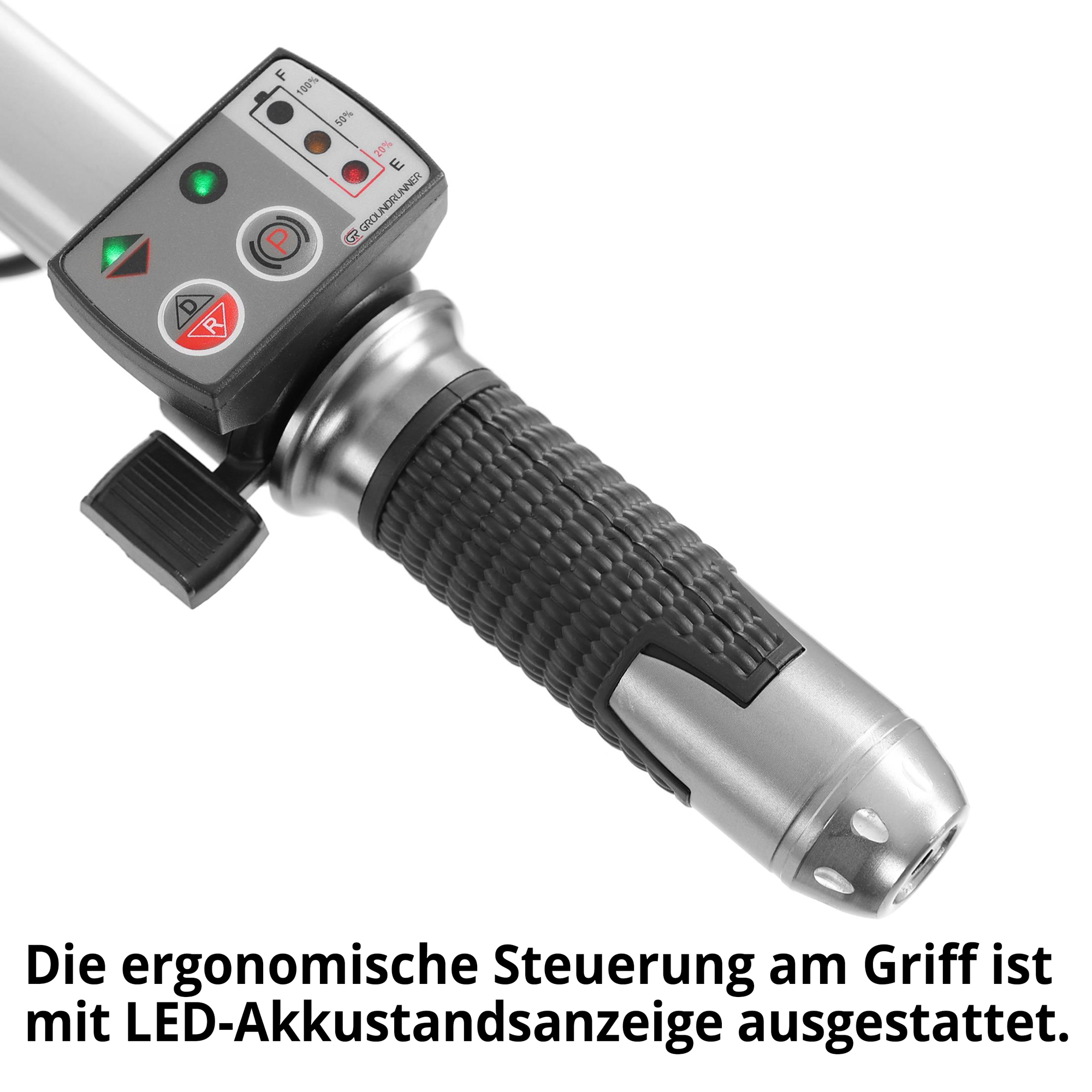 Elektro-Schubkarre mit LED Akku anzeige für einfaches ablesen 