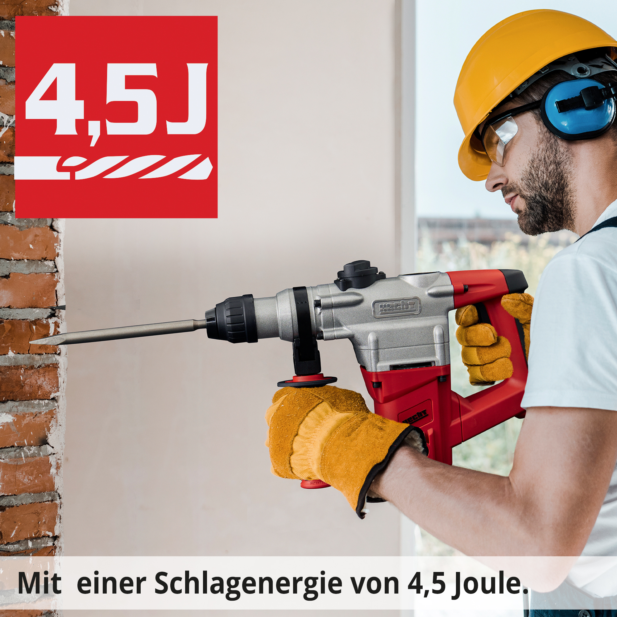 HECHT 1028 Bohrhammer; Hohe Schlagenergie von 4,5 Joule