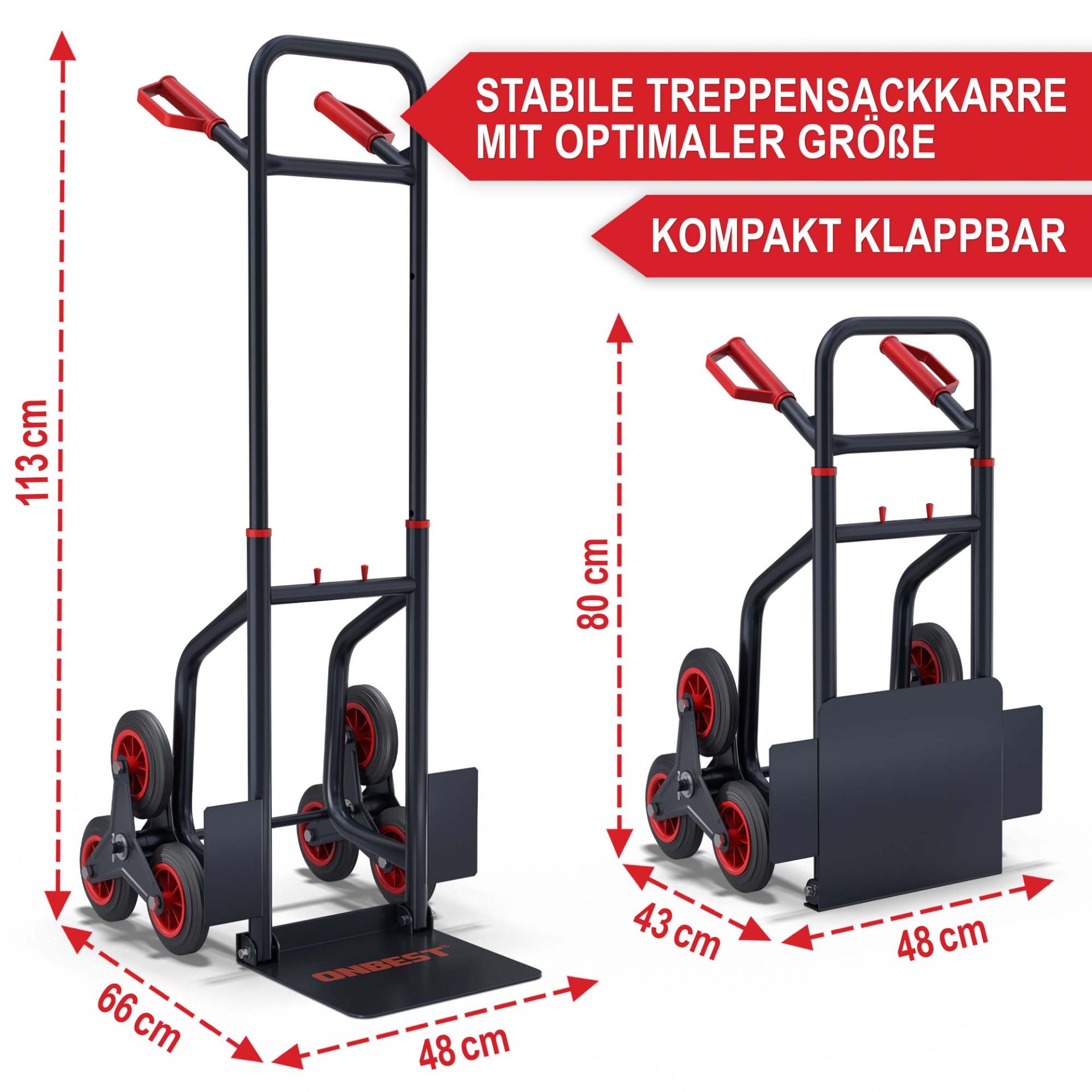 Treppensackkarre klappbar - stabile Treppensackkarre mit optimaler Größe, kompakt klappbar