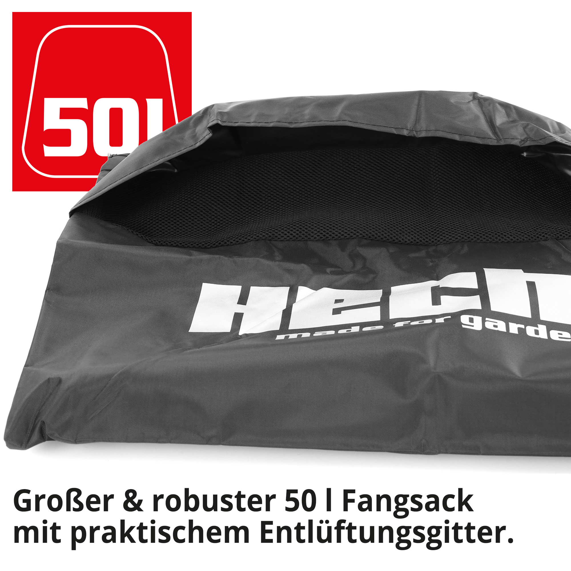 Benzin-Laubbläser mit 50 Liter Fangsack und Entlüftungsgitter 
