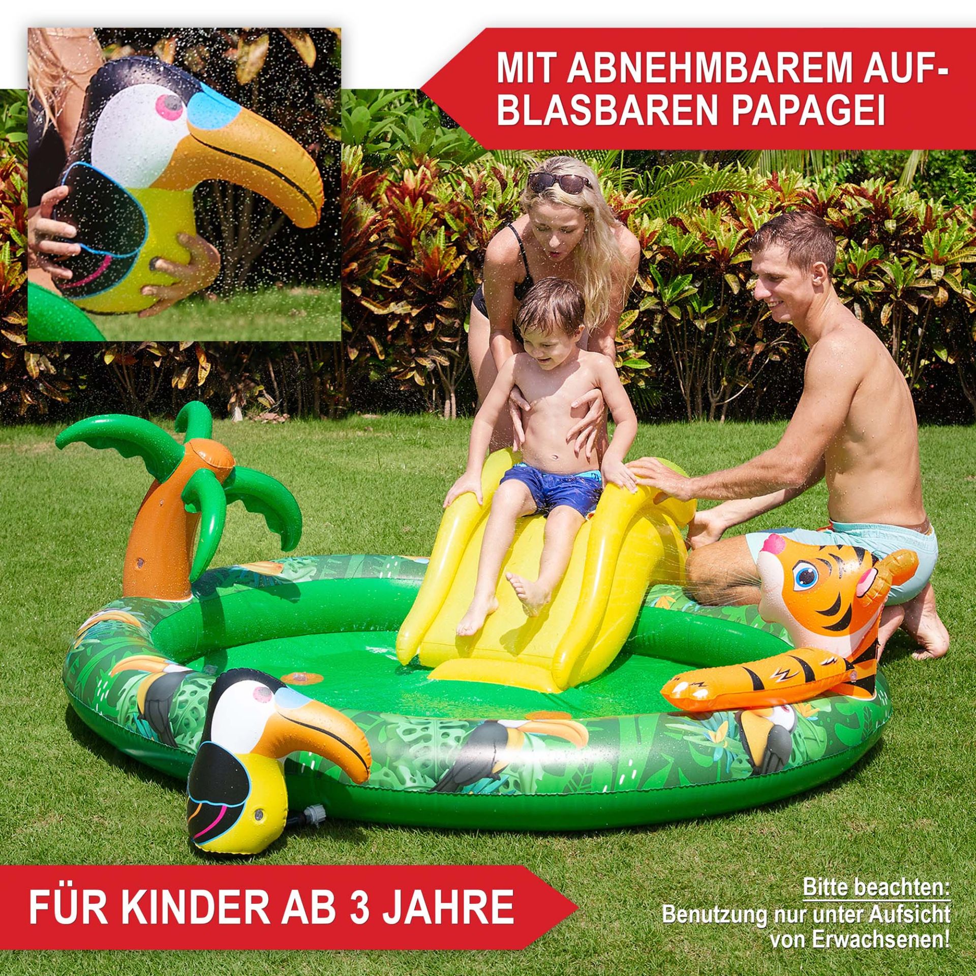 Planschbecken Dschungel - Mit abnehmbaren Papagei, Ab 3 Jahren