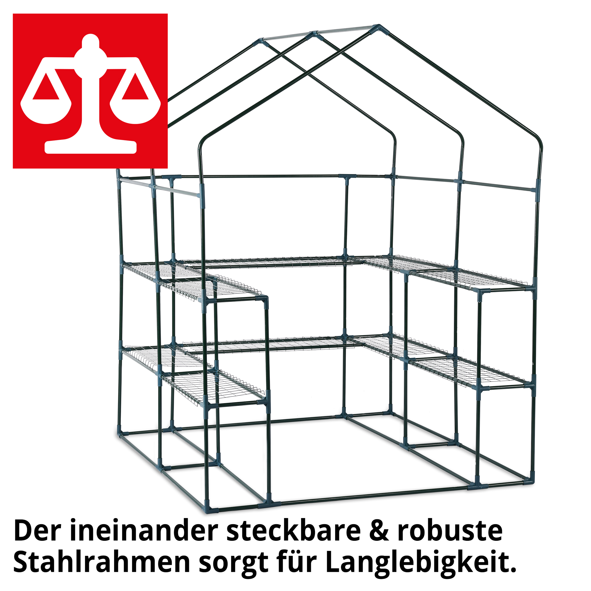 Hecht Tilt II Foliengewächshaus; Der ineinander steckbare und robuste Stahlrahmen sorgt für Langlebigkeit