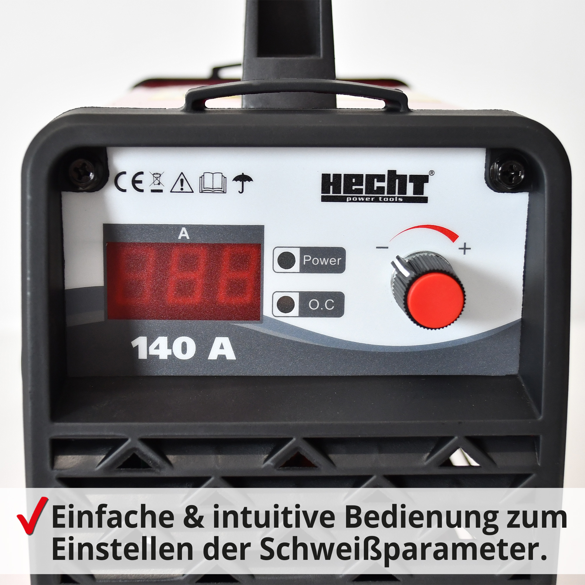 Hecht 1824 MMA Inverter Schweißgerät; Einfache und intuitive Bedienung zum Einstellen der Schweißparameter