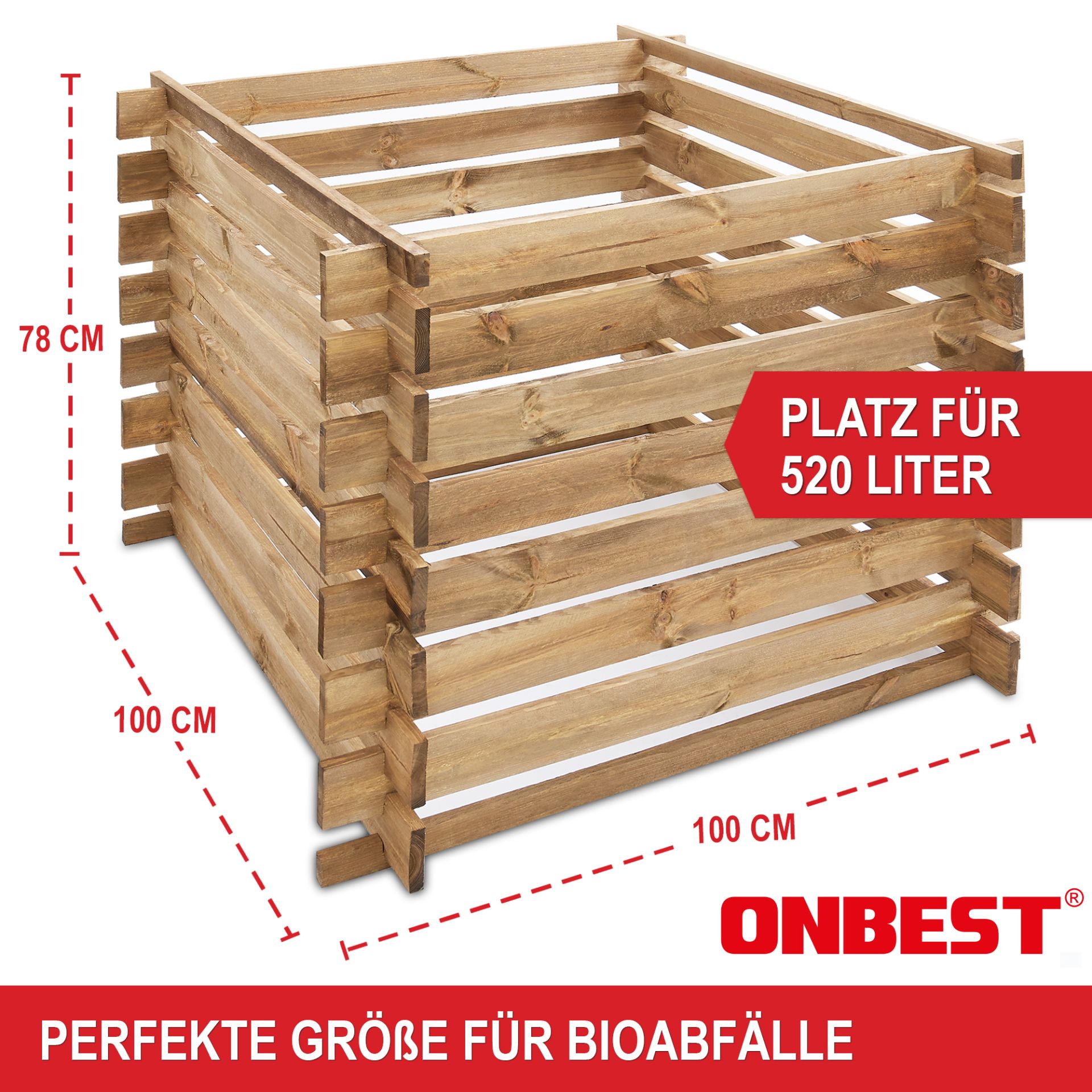 Komposter Holz - Perfekte Größe für Bioabfälle, Großräumig