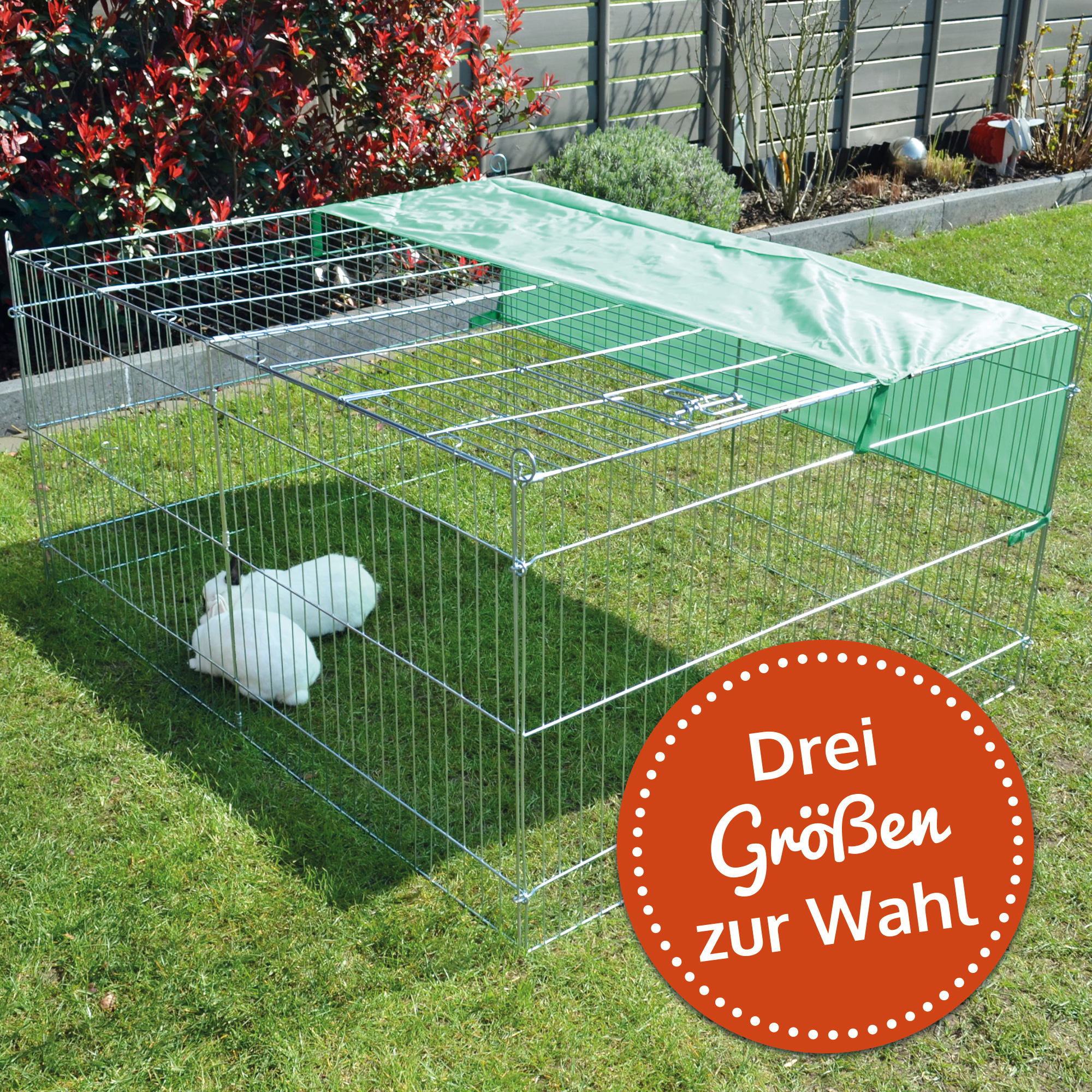 Kaninchengehege Größe M mit 142 × 112 × 65 cm bietet viel Platz im Garten