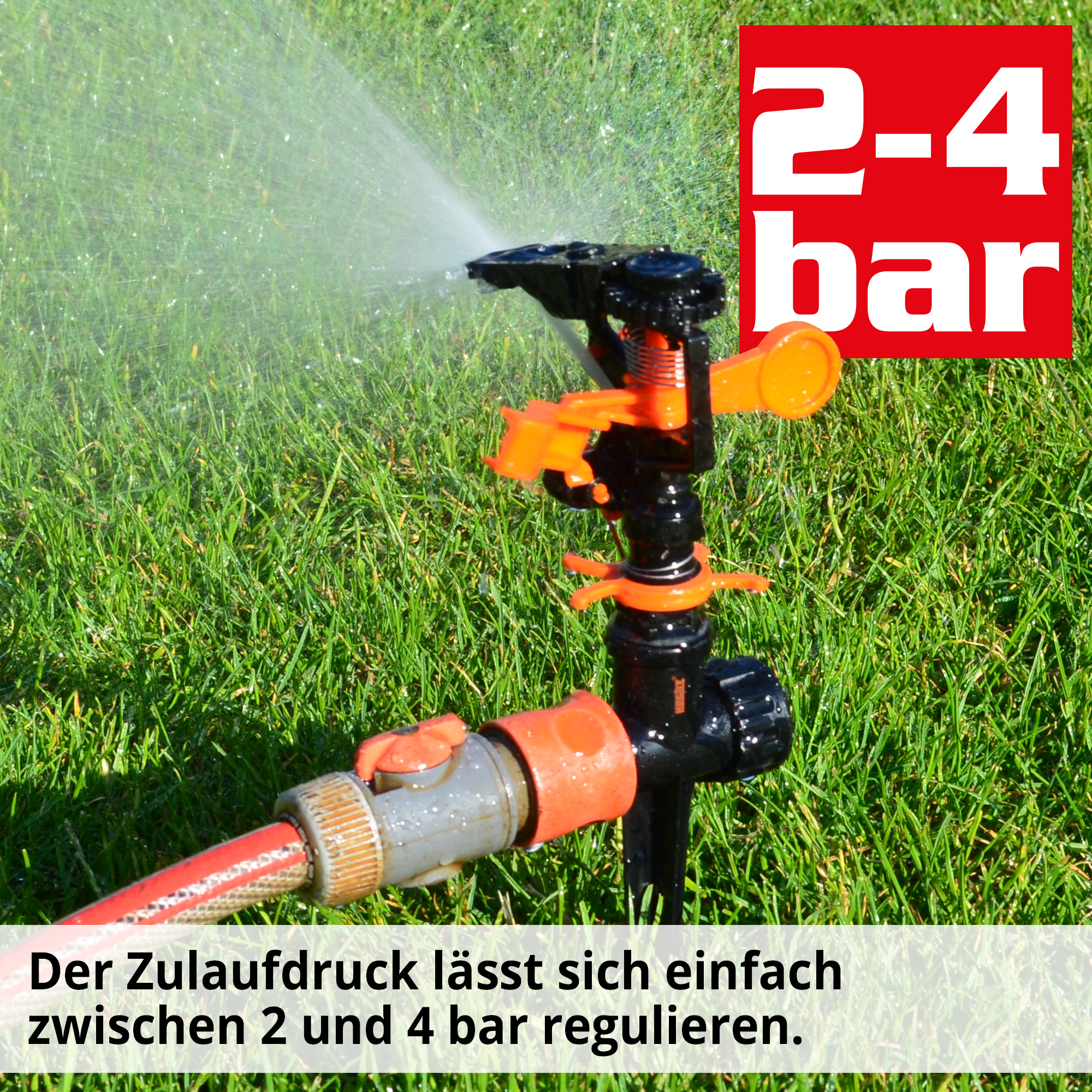 Impulsregner; Zulaufdruck zwischen 2 und 4 bar regulierbar