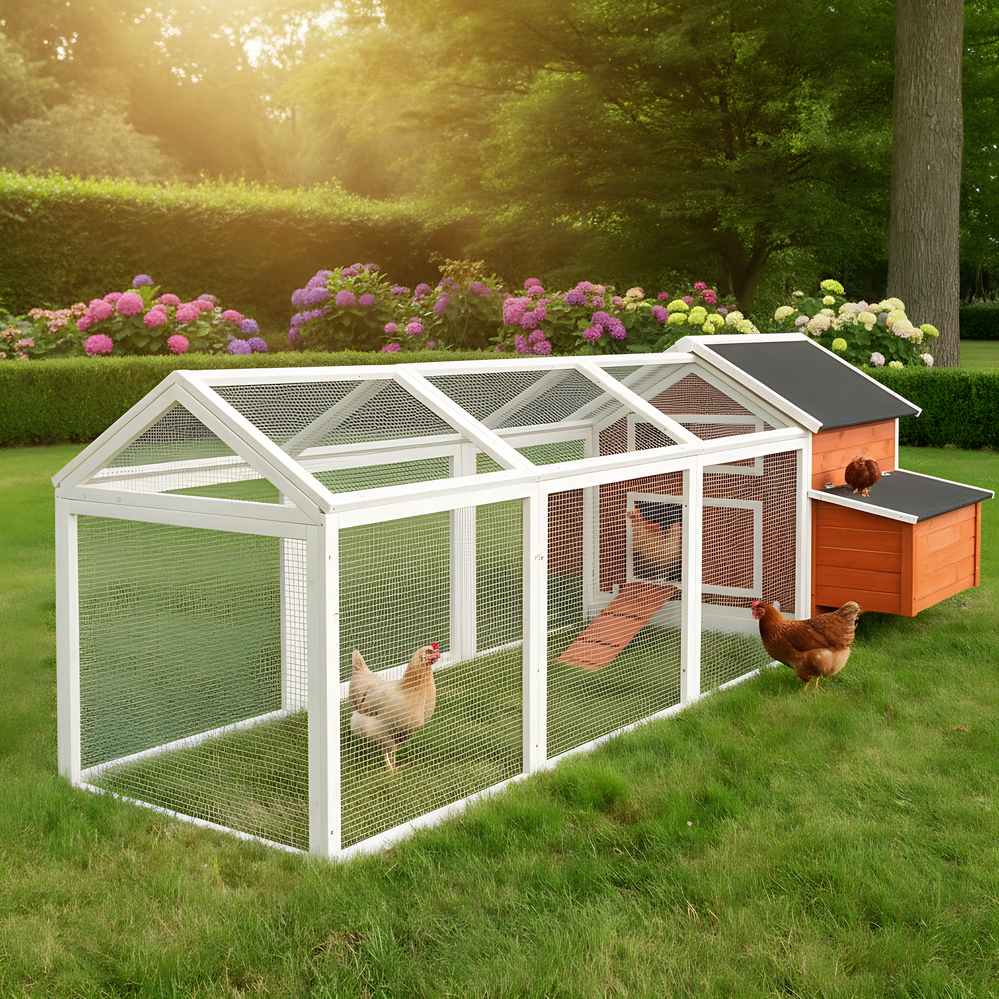 Hühnerstall Betty Rot mit Auslauf