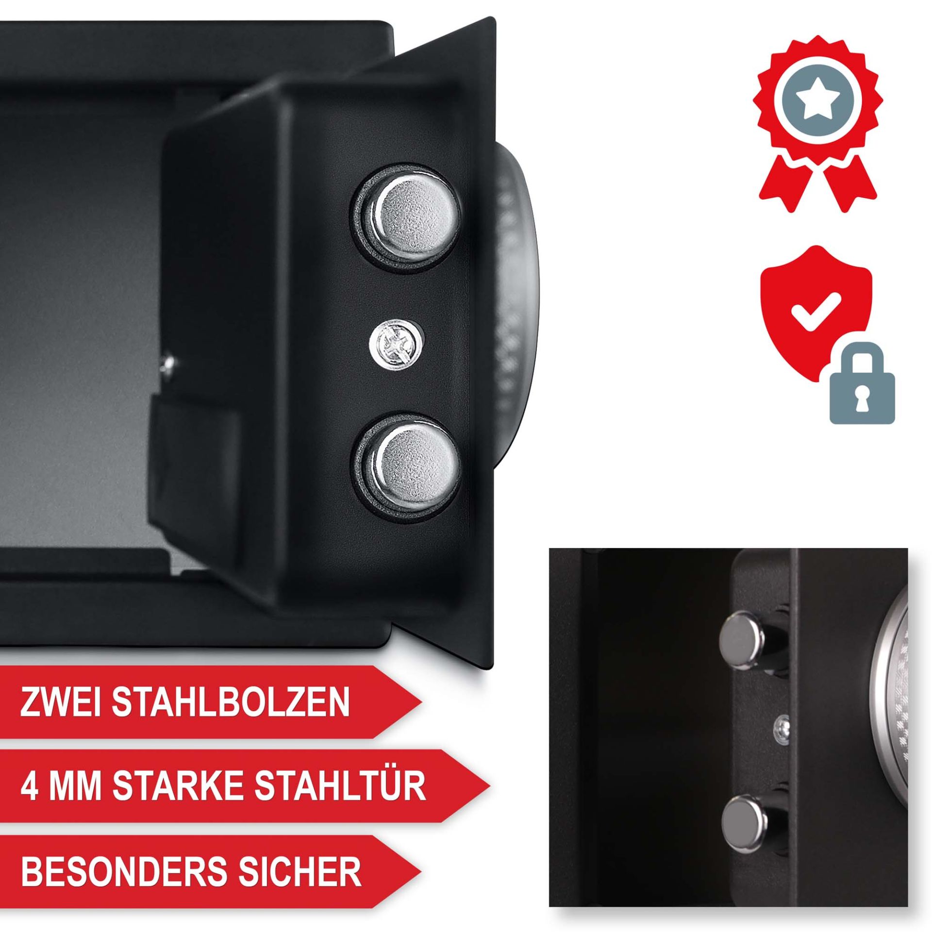 Möbeltresor M - 2 Stahlbolzen, starke Stahltür, besonders sicher