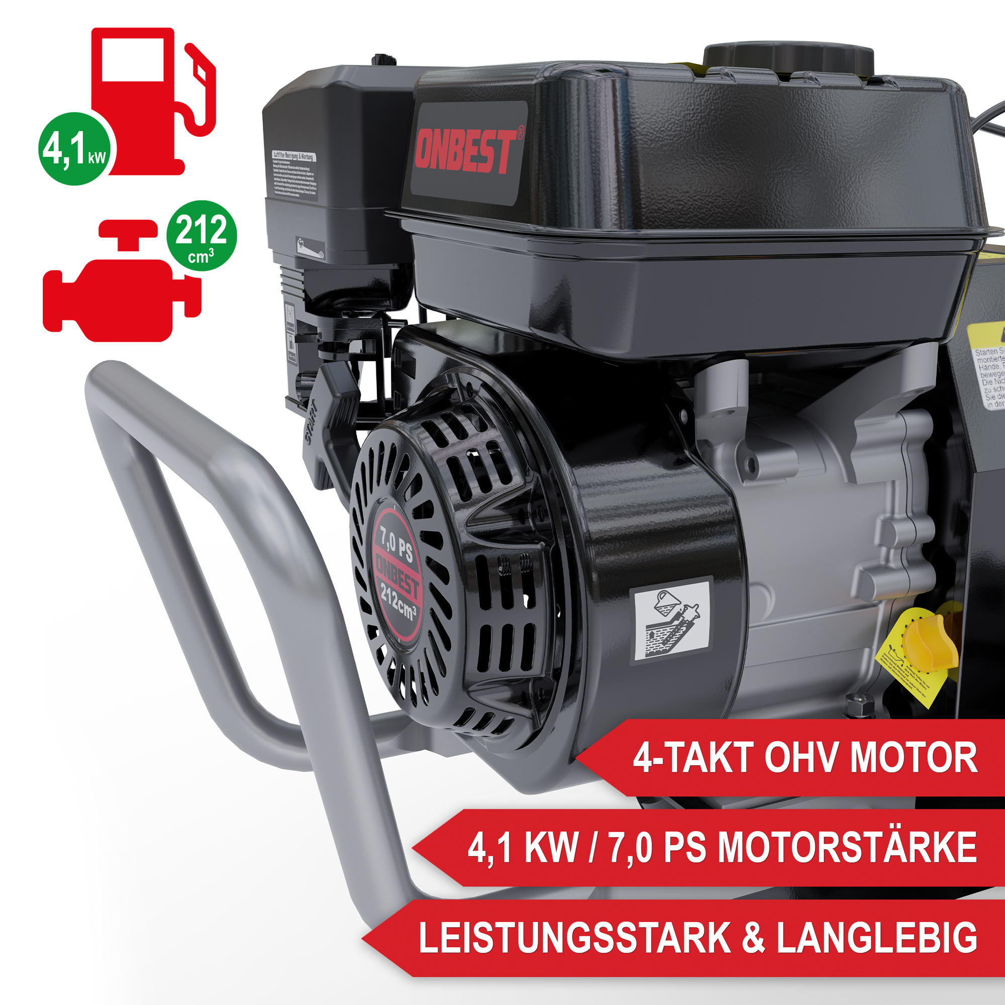 Gartenhacke Benzin; 4-Takt OHV Motor; große Motorstärke