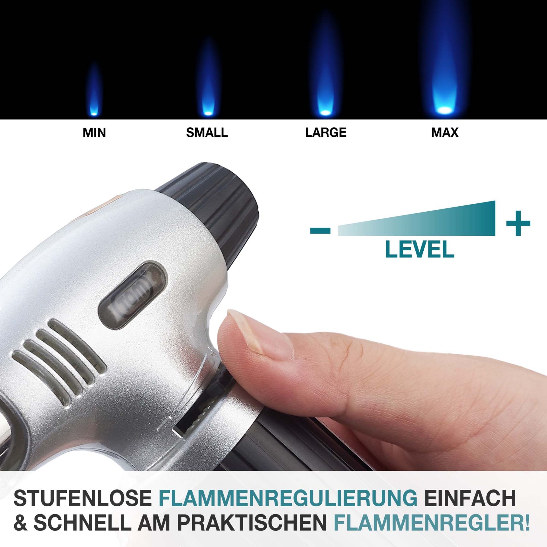 TOM Crème Brulée Brenner GB-400; stufenlos regulierbare Flamme