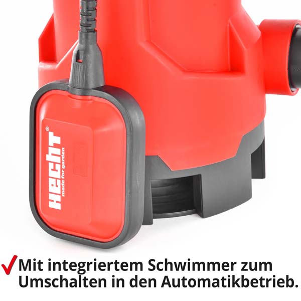 Hecht 3400 Tauchpumpe mit integriertem Schwimmer zum Umschalten in den Automatikbetrieb