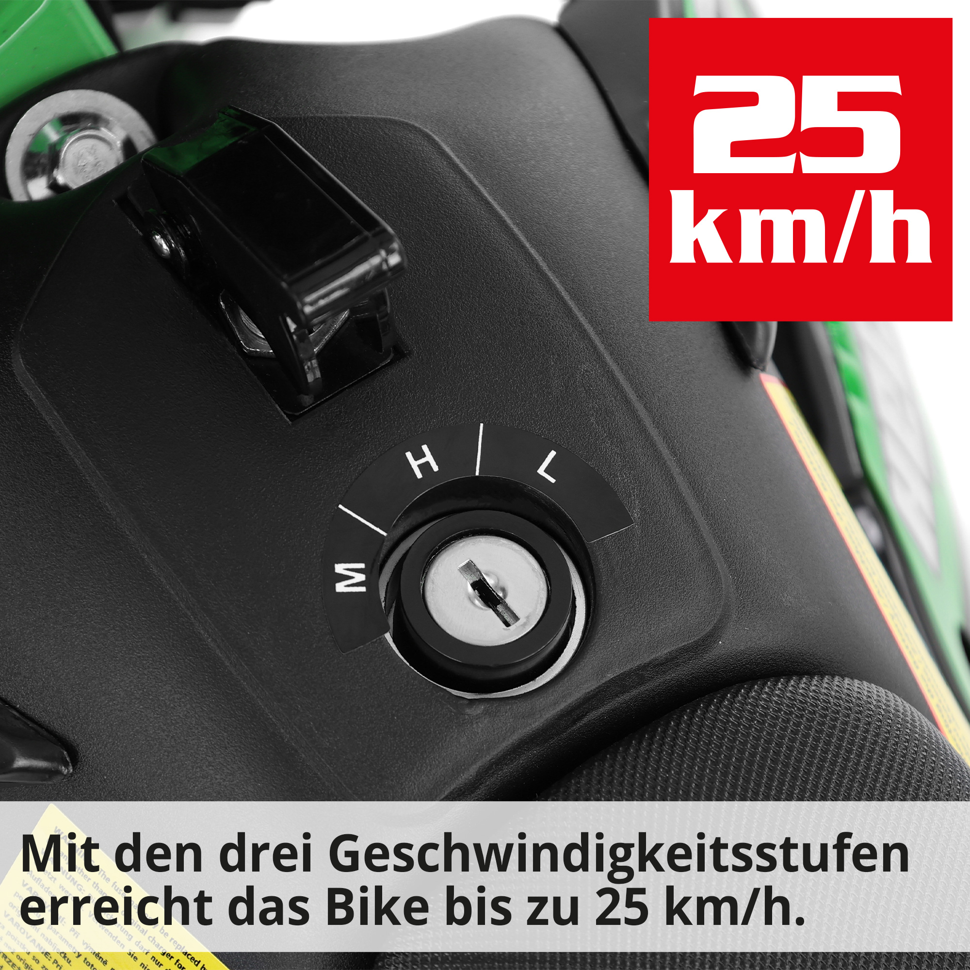 Hecht Elektro-Pocketbike mit 3 Geschwindogkeitsstufen und bis zu 25 kmh