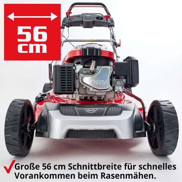Benzin-Rasenmäher mit 56 cm Schnittbreite gut für Große Gärten 