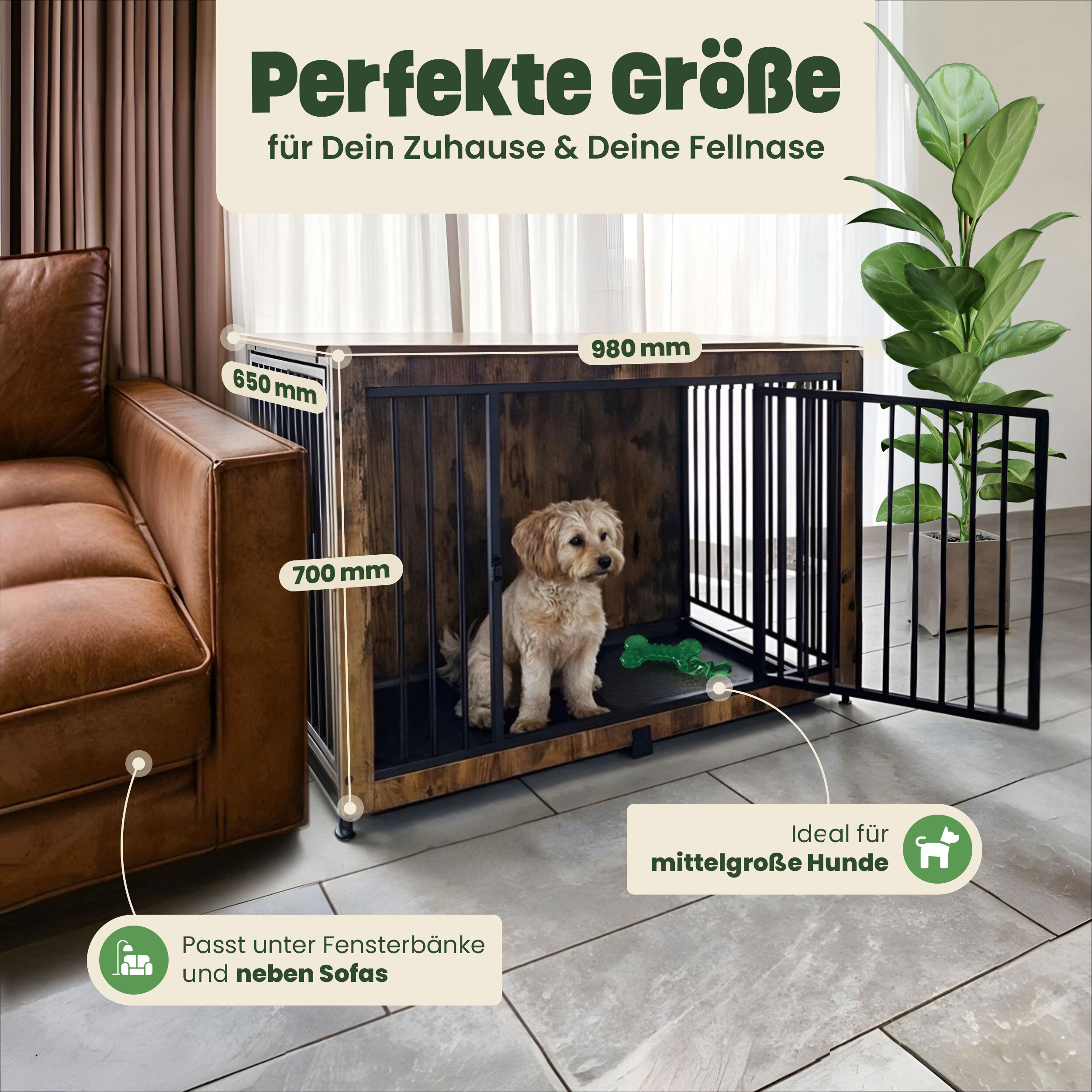 zooprinz hundehaus max mit Gitterdesign für Frischluft und Sichtkontakt