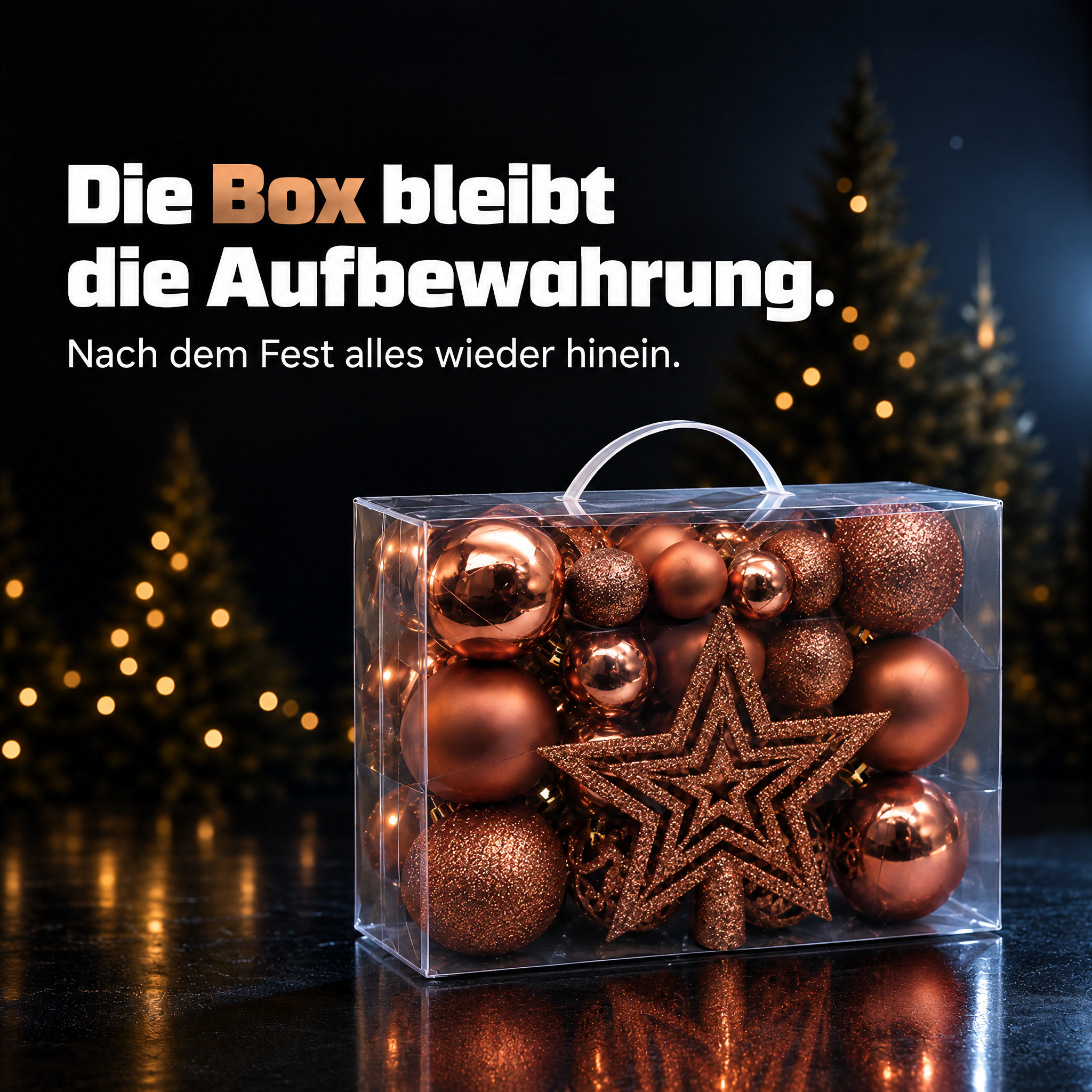 Kugel-Set Aufbewahrung: Transparente Box mit praktischem Tragegriff. (Dieses Bild wurde mit Hilfe von KI generiert.)