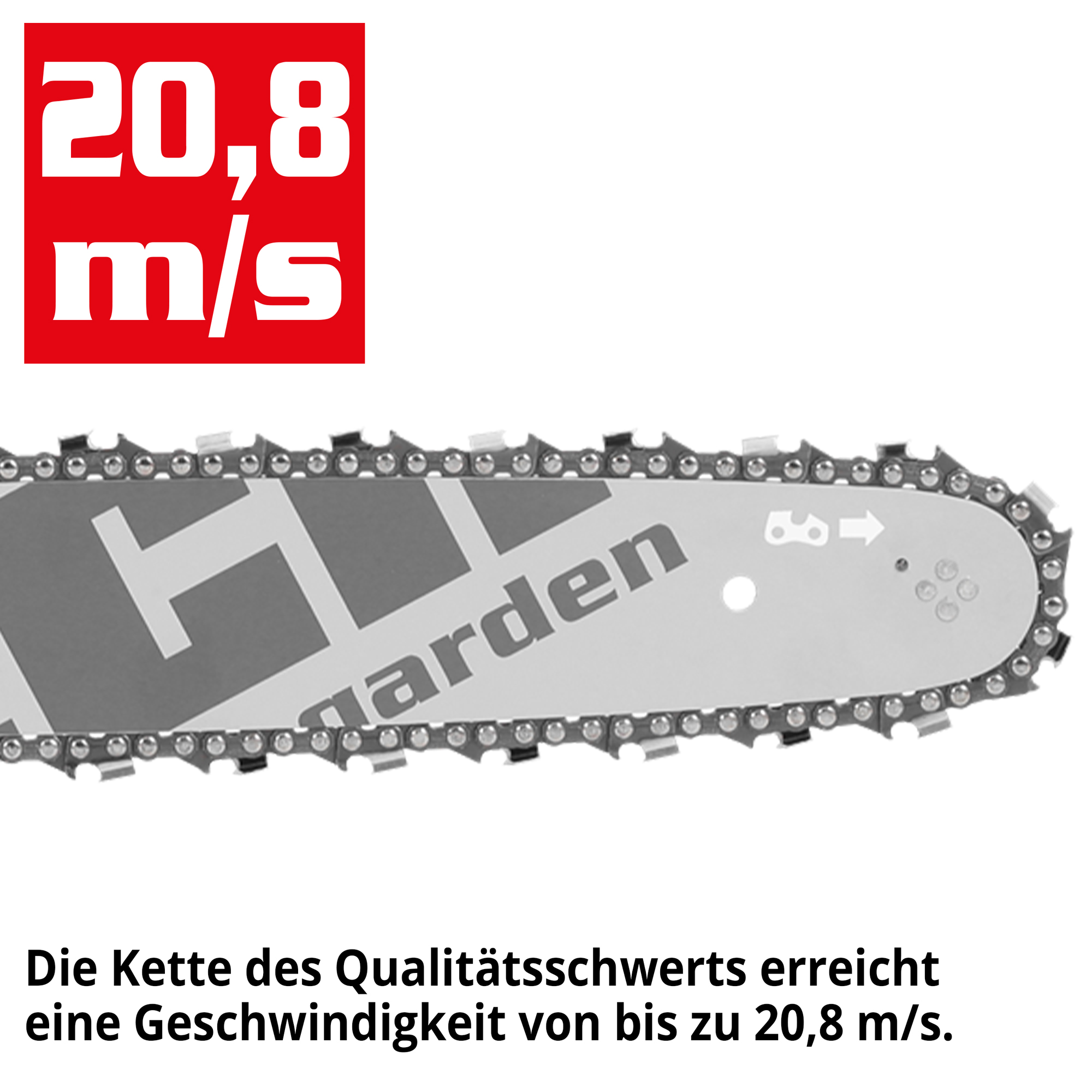 HECHT Motorsäge 62 Motorsäge; das Qualitätsschwert erreicht eine Geschwindigkeit von bis zu 20,8 m/s